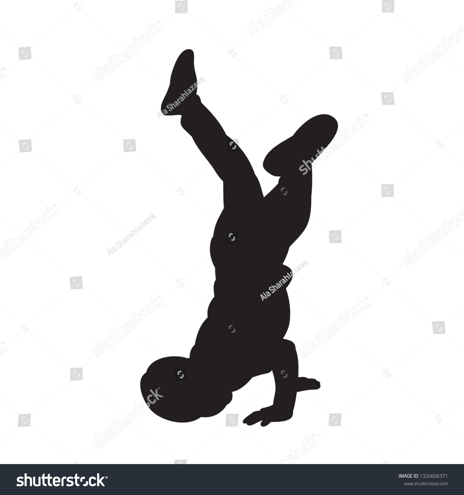 White Background Black Silhouette Boy Dancing Stock Vector (Royalty ...