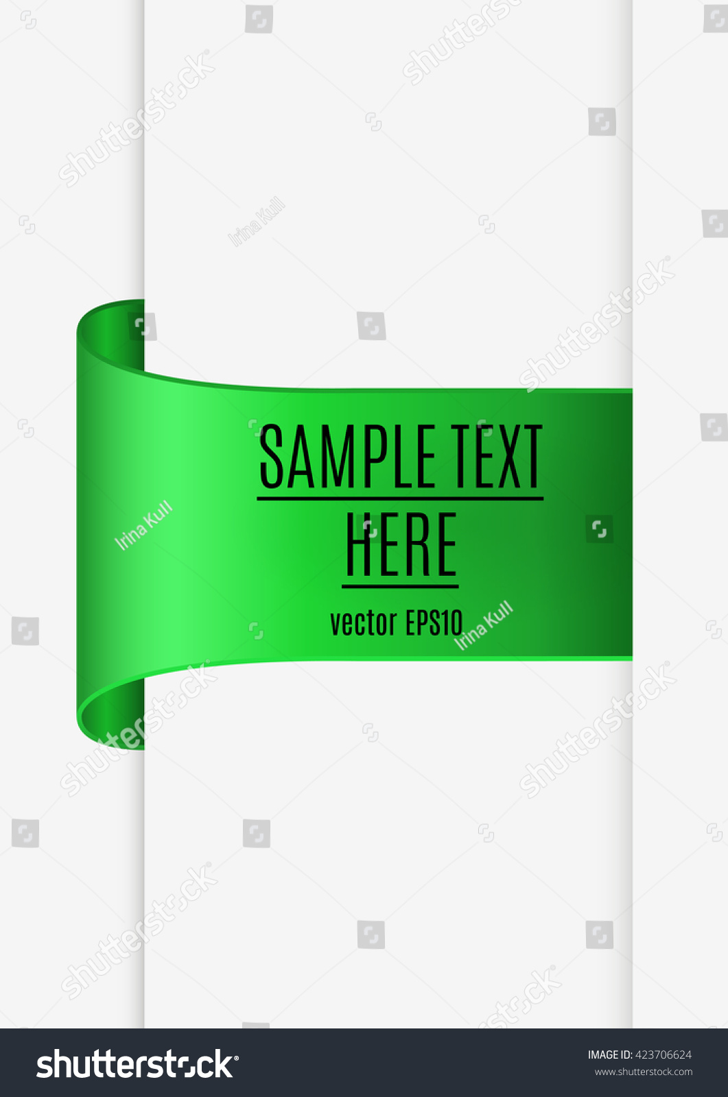 White Background Green Ribbon Stock Vector (Royalty Free) 423706624