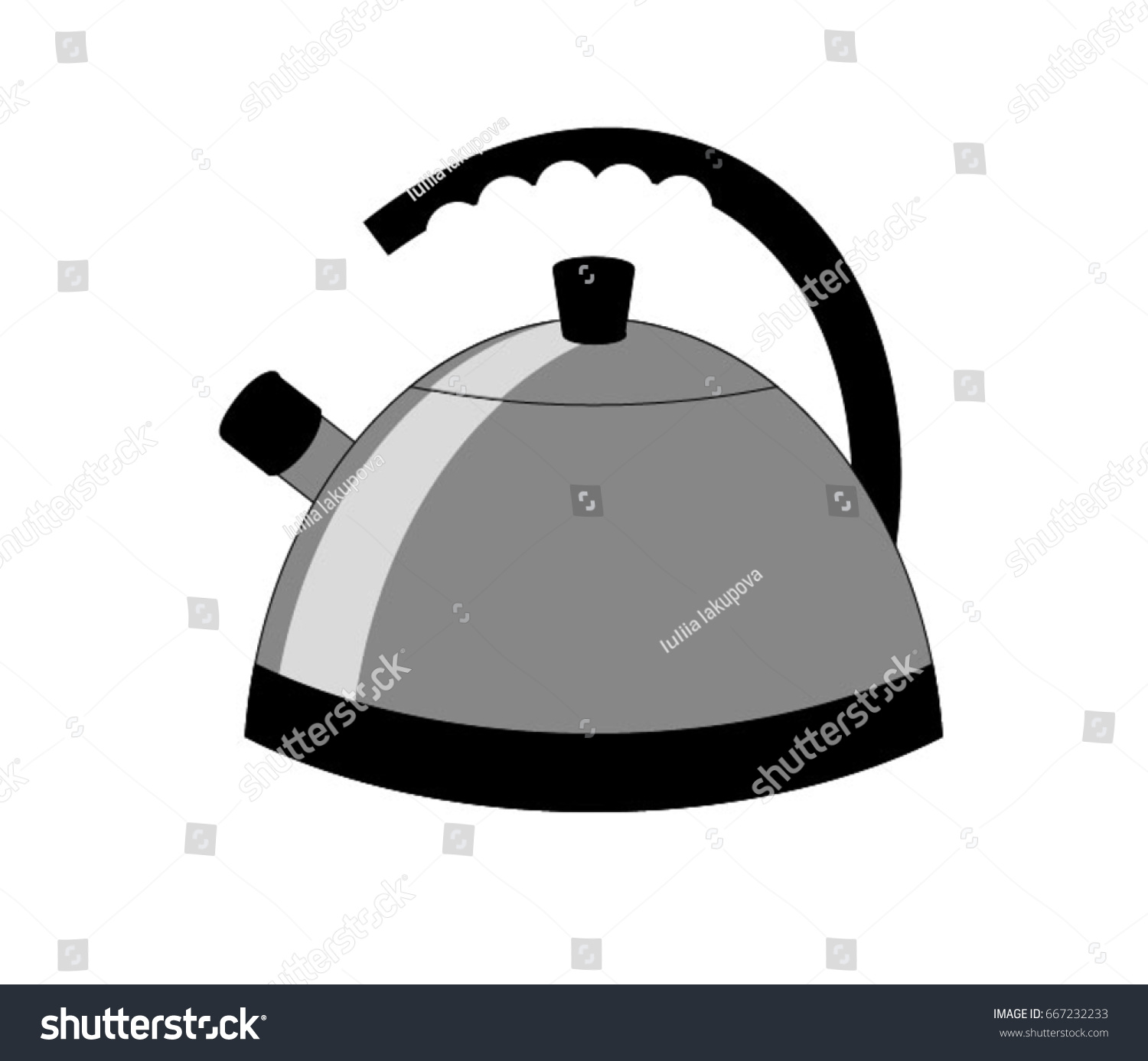 White Background Kettle Vector Illustration Stock Vector (Royalty Free ...