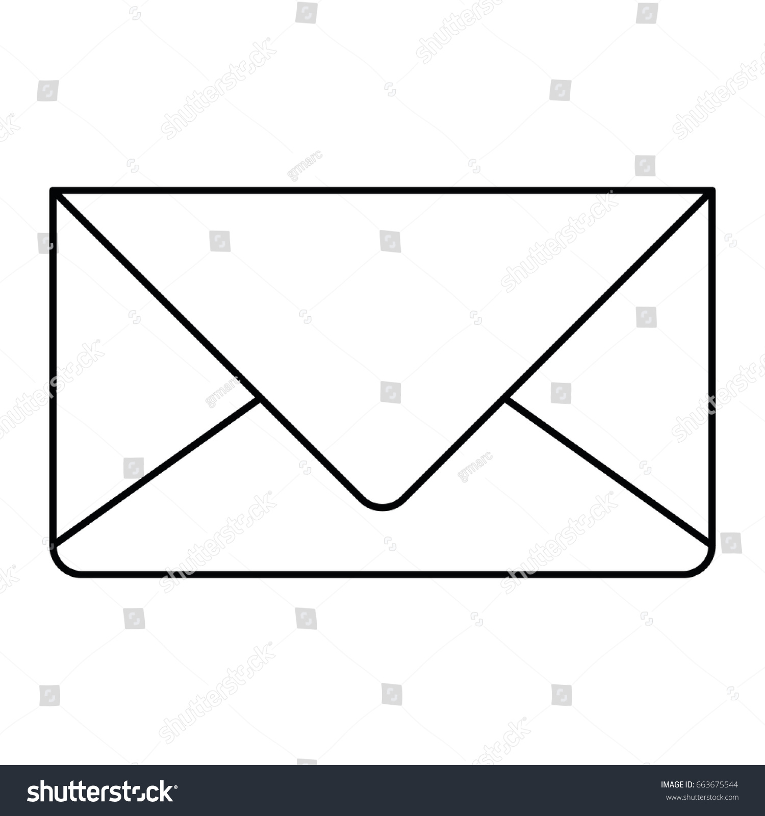 White Background Monochrome Silhouette Envelope Mail Stock Vector ...