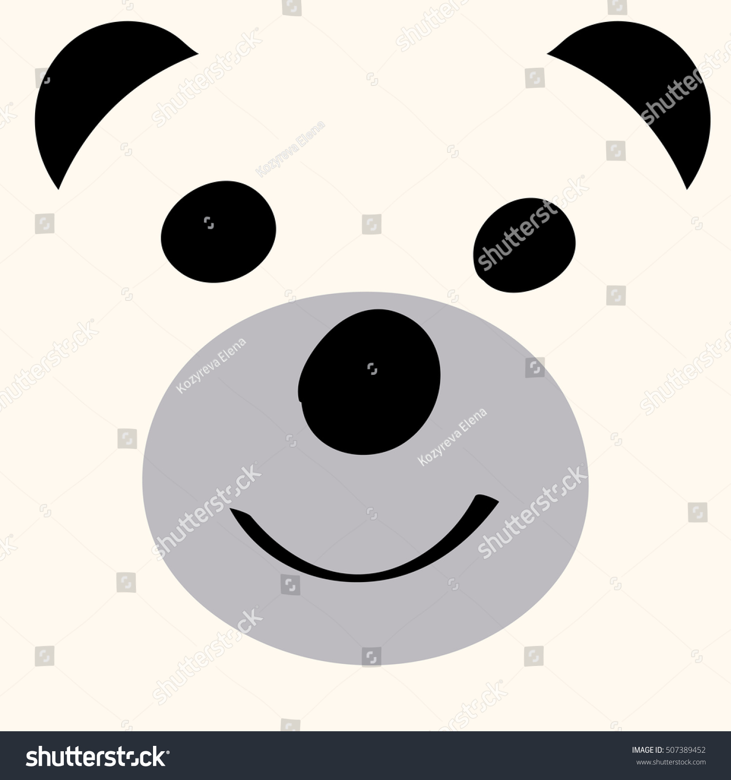 White Bear Funny Cartoon Animal Toy. Stock Vector Illustration