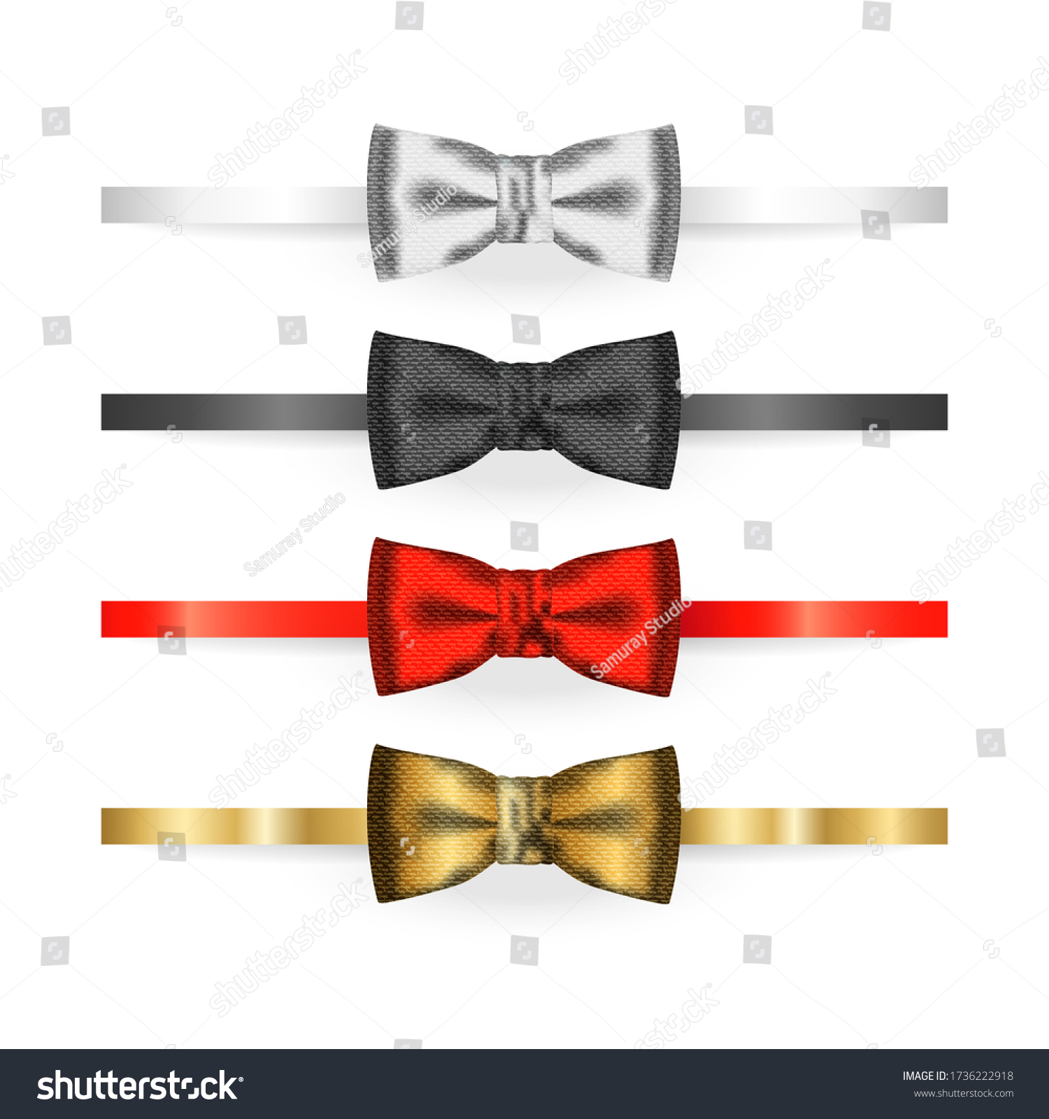 Download White Black Red Golden Bow Tie Stock Vector Royalty Free 1736222918