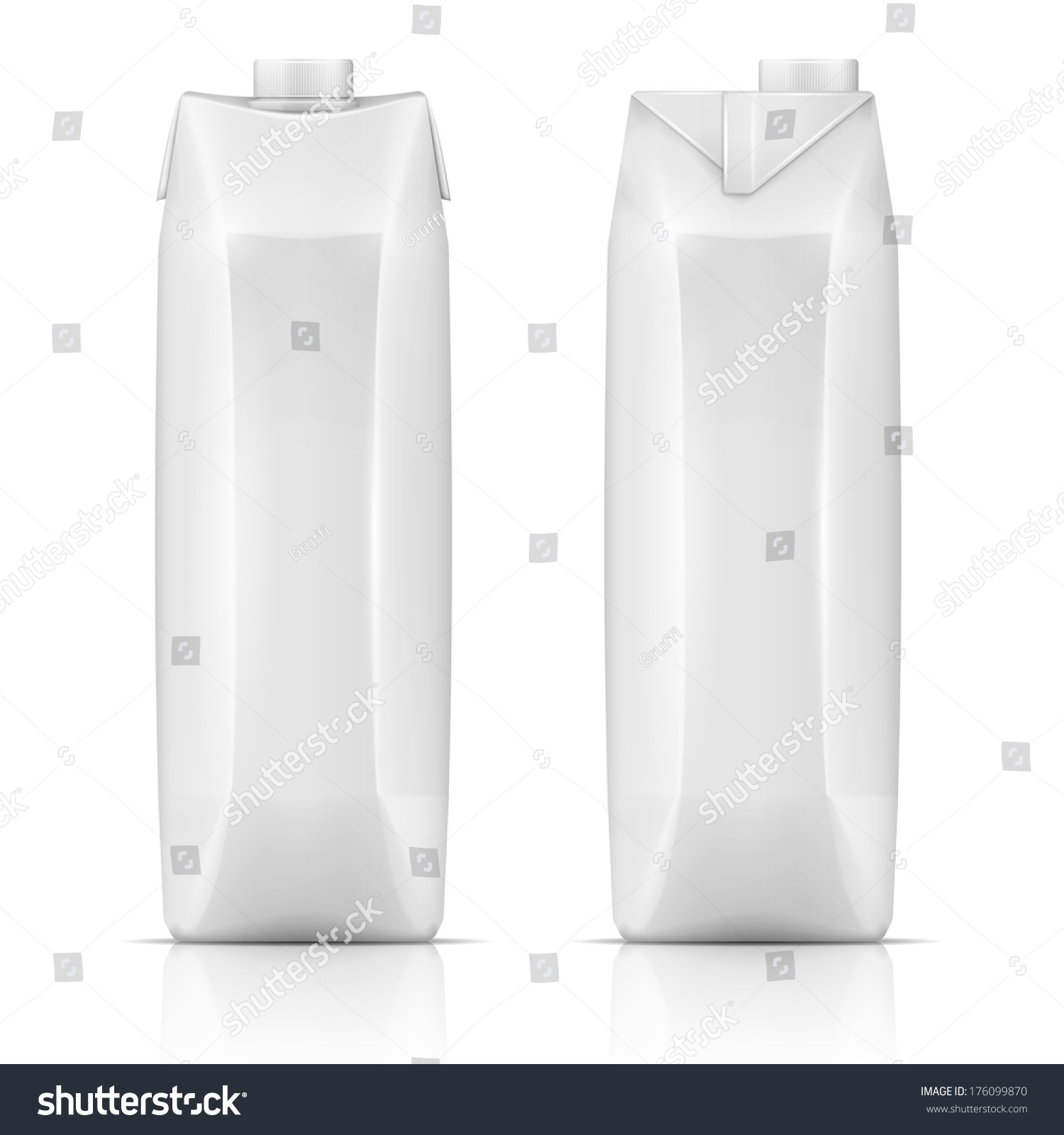 SVG of White carton pack template for beverage: juice, milk. Front and side view. Packaging collection. Vector illustration. svg