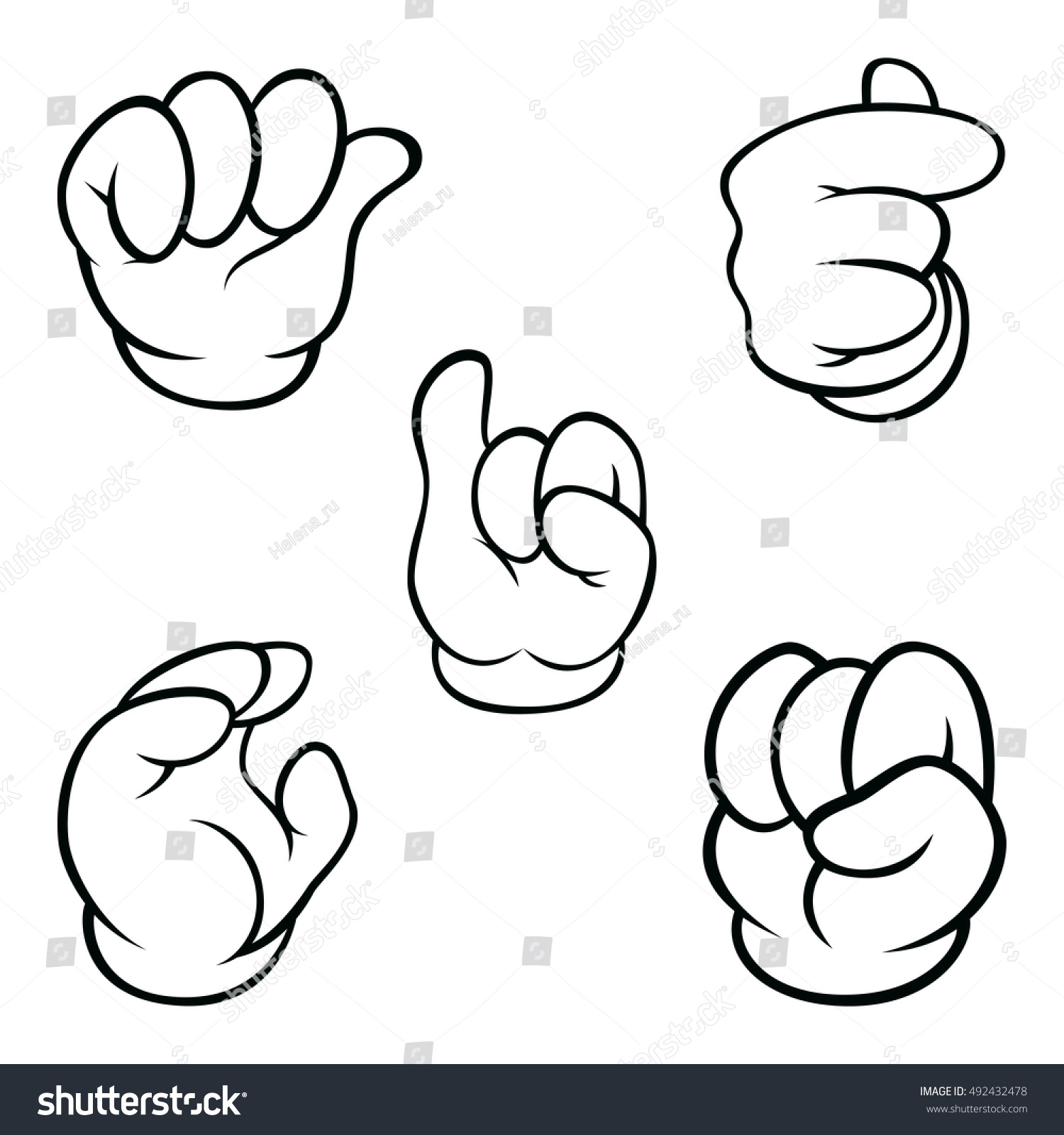 White Cartoon Hand Stock Vector (Royalty Free) 492432478