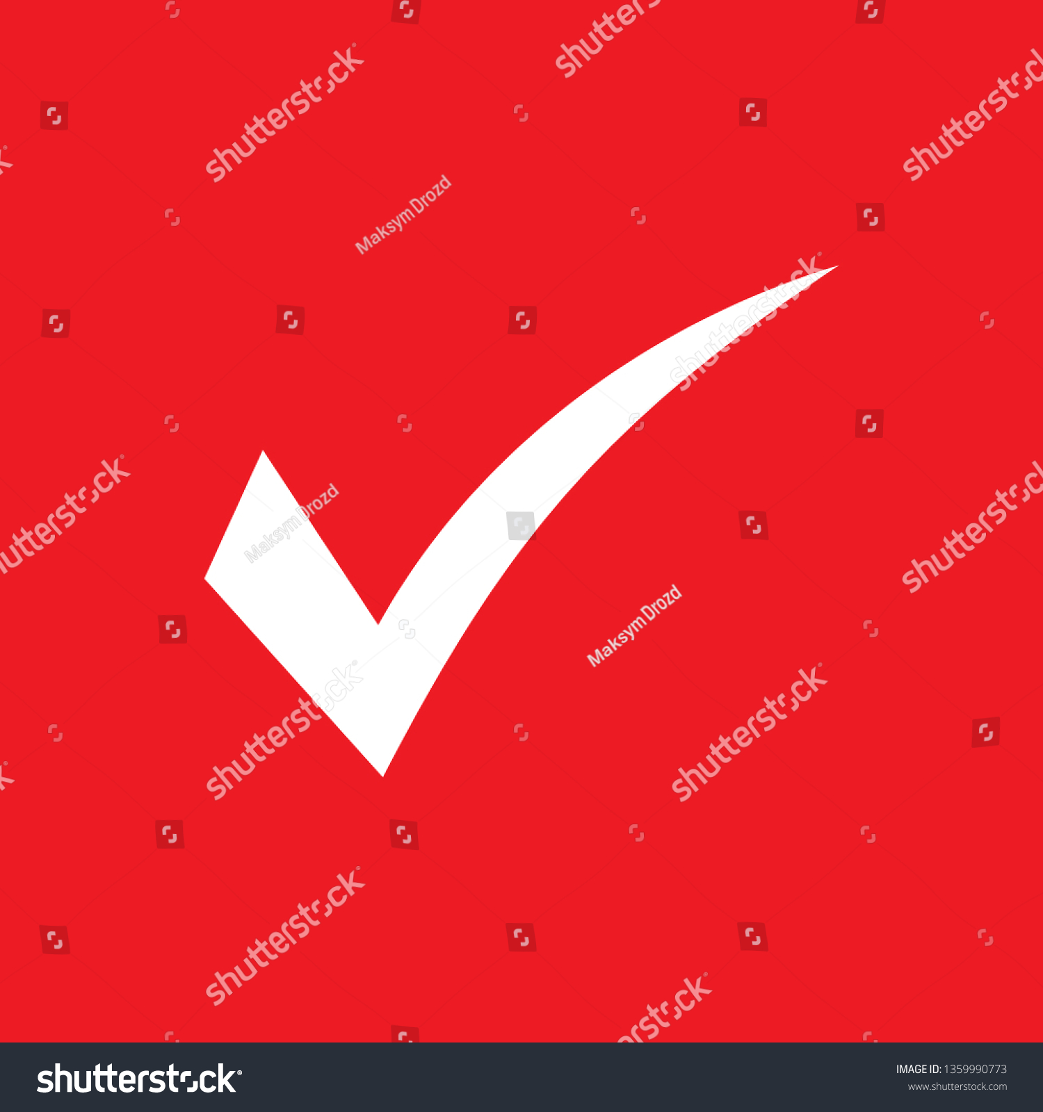 White Check Mark Icon On Red Stock Vector Royalty Free 1359990773