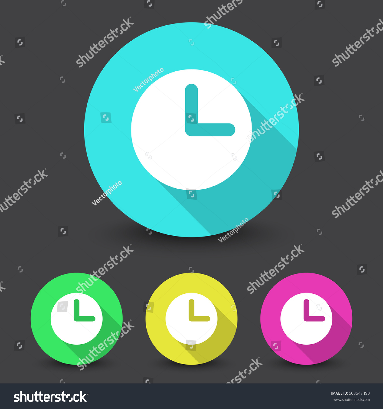 White Clock Icon Different Colors Set Stock Vector (Royalty Free