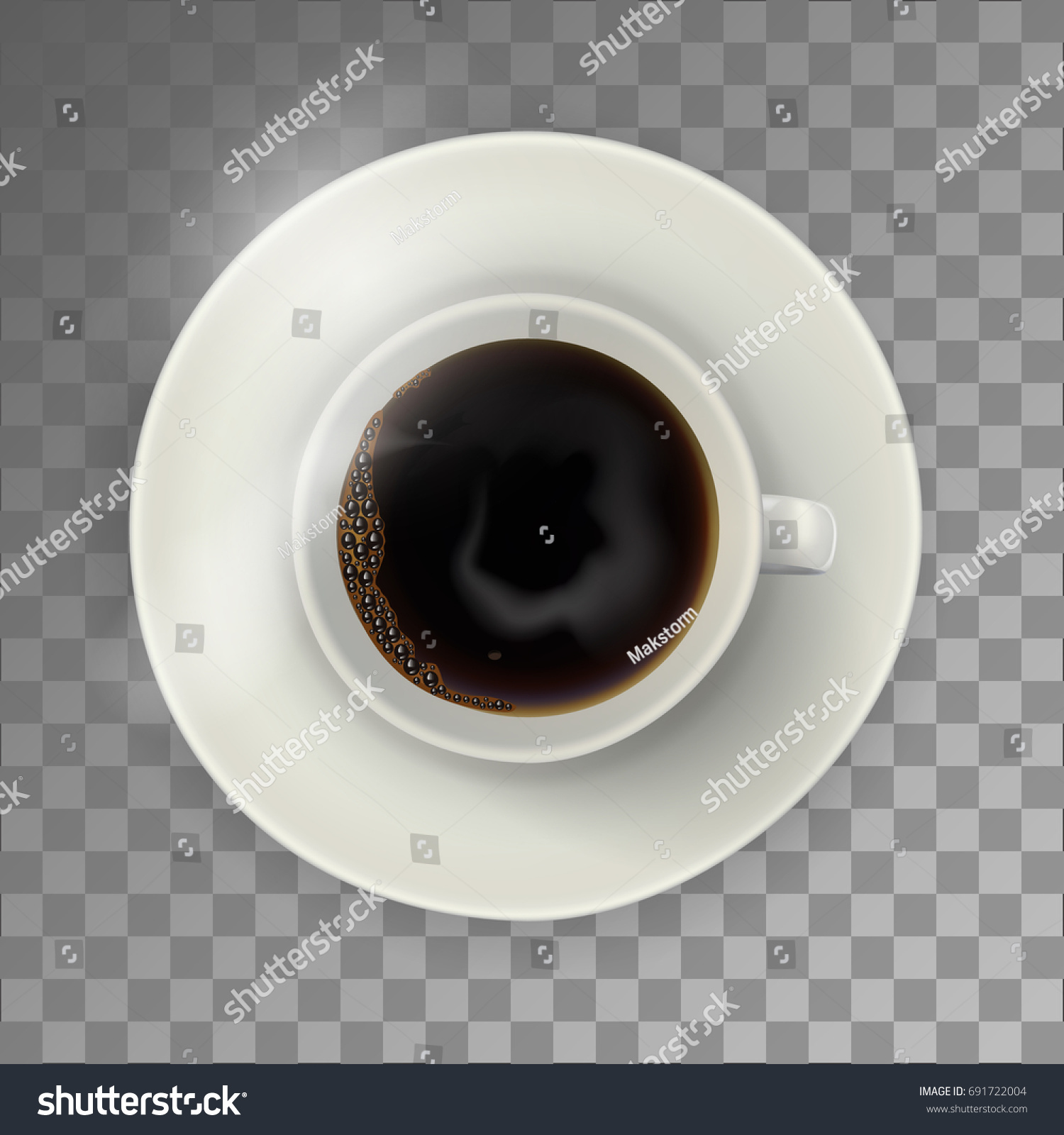 White Coffee Cup On The Plate Top View Realistic Vector Illustration Transparent White Coffee Cup On The Plate Top View Realistic Vector Illustration Transparent