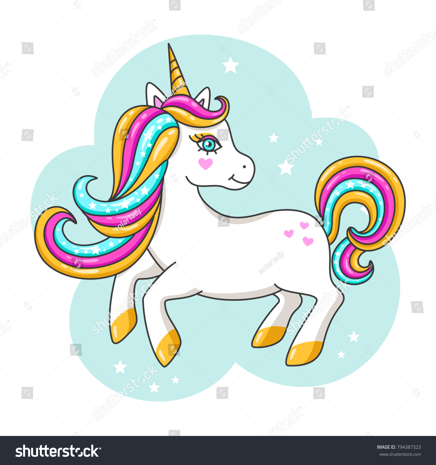 White Cute Unicorn Vector Illustration Stock Vector (Royalty Free ...