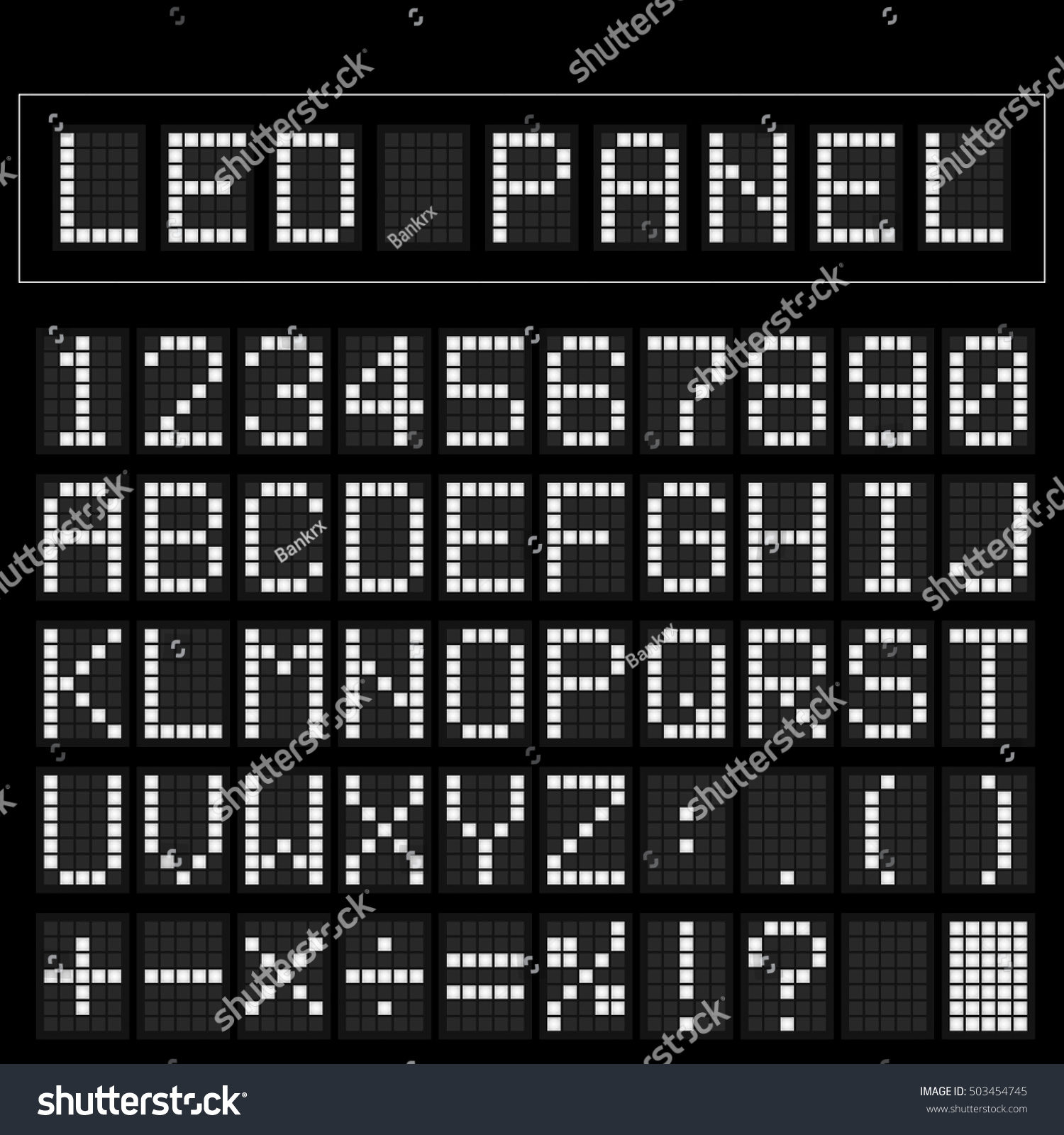 SVG of White digital square led font display with sample panel svg