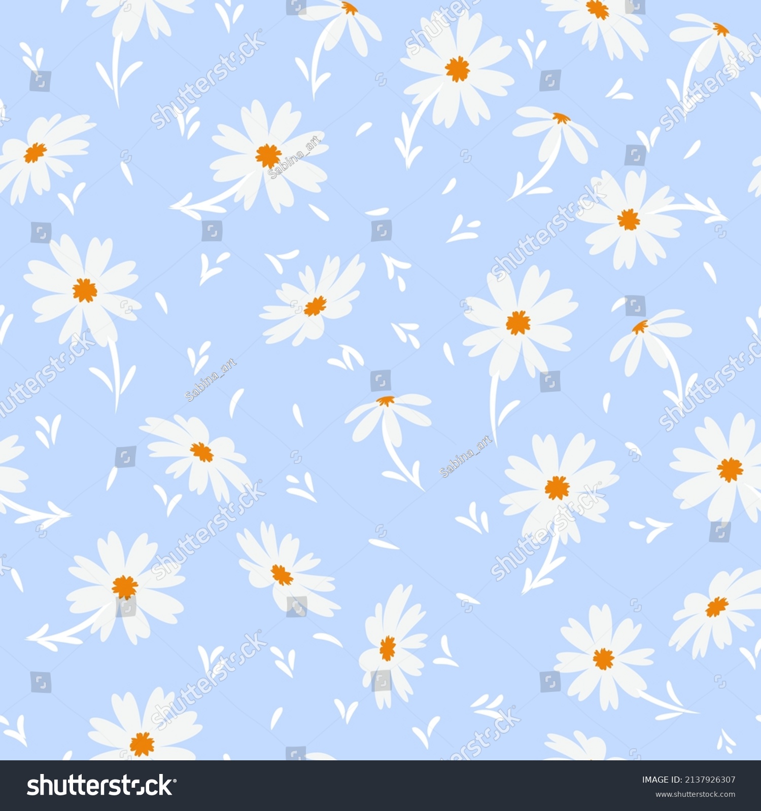 White Doodle Chamomile Daisy Flowers Isolated Stock Vector (Royalty ...