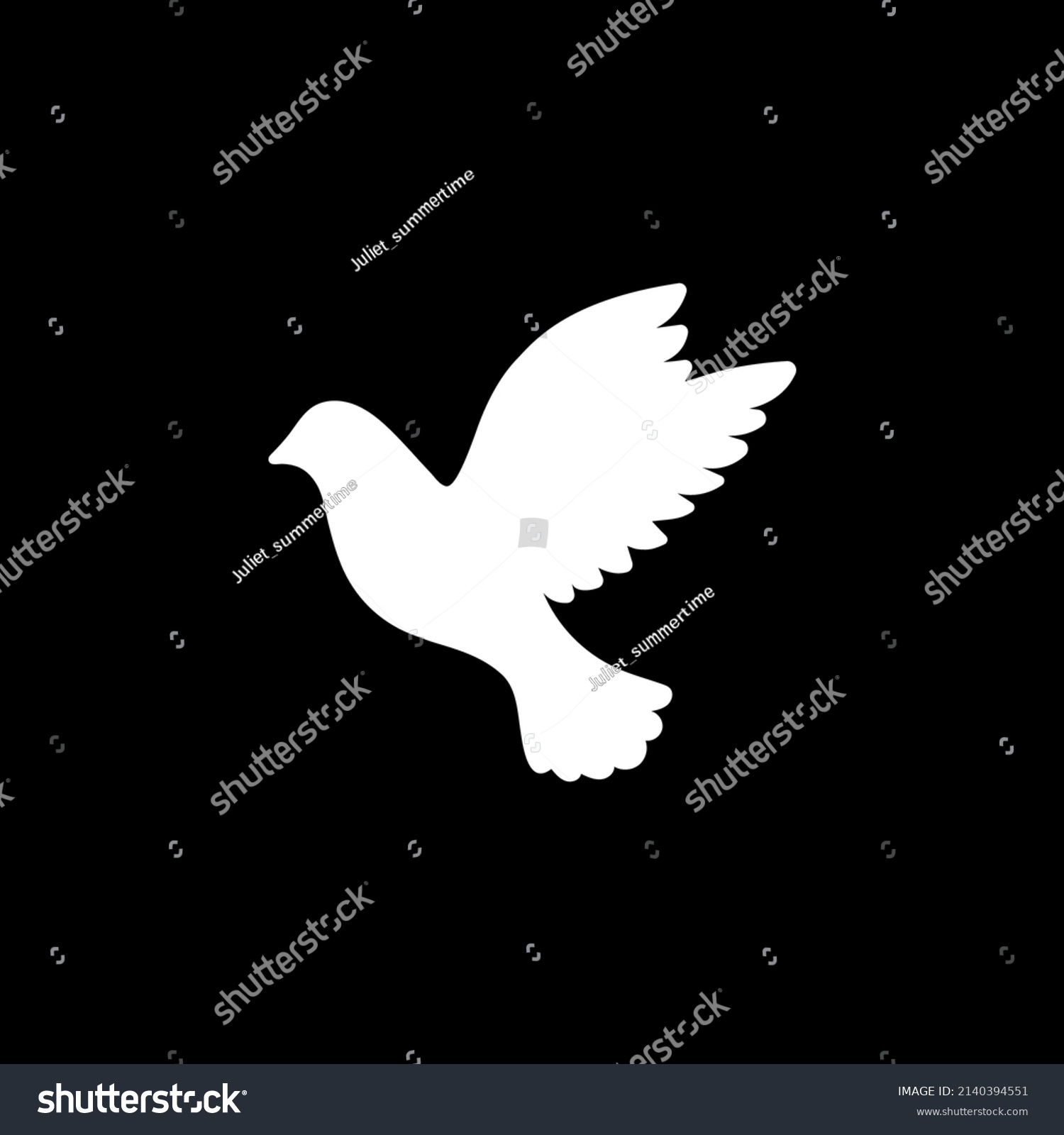 White Dove Peace On Black Background Stock Vector (Royalty Free ...