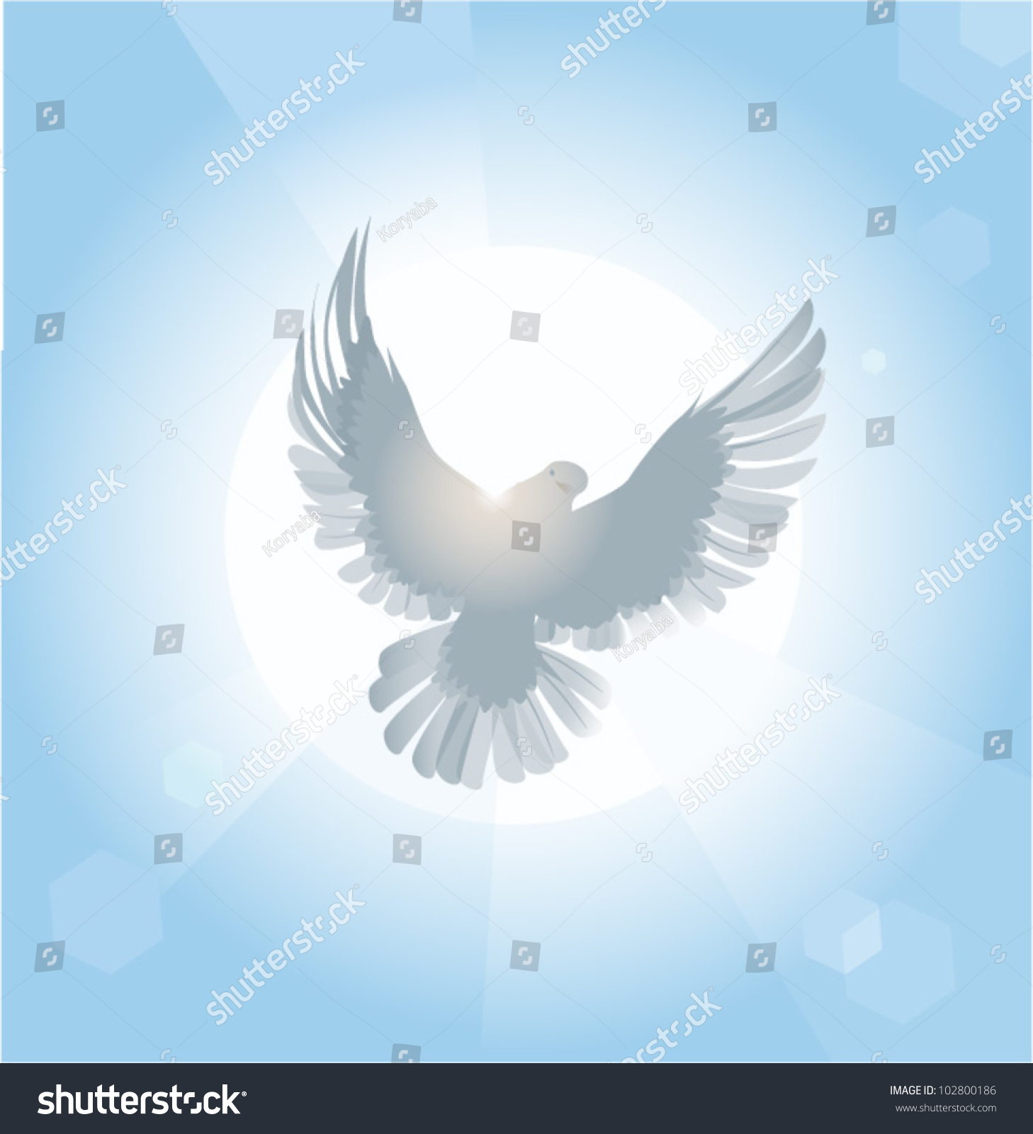 White Dove. The Vector Illustration Of White Dove In Sky. - 102800186 ...