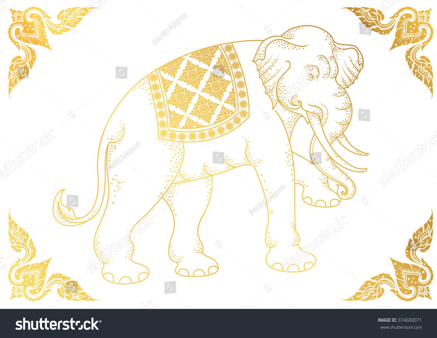 SVG of white Elephant outline thai tradition svg