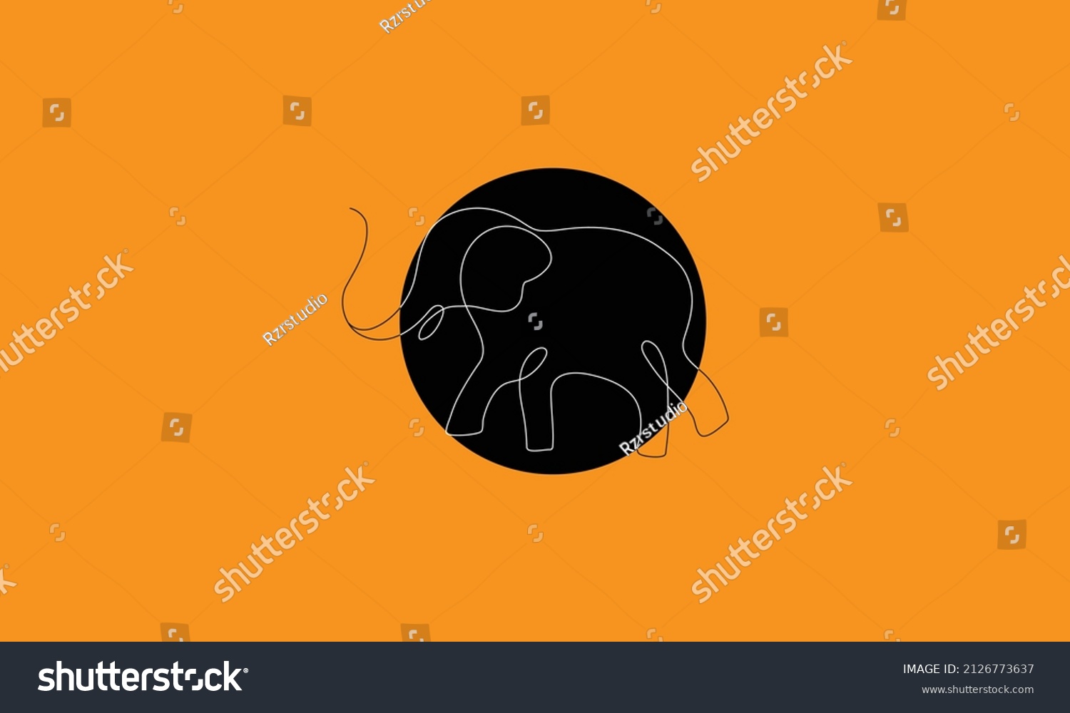 SVG of White ELEPHANT with triangle outside. Creative modern premium illustration. svg