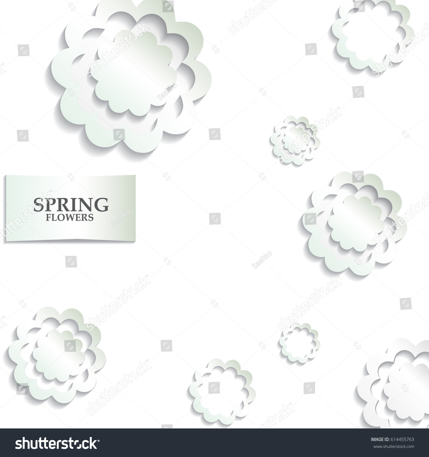 White Floral Paper Background Spring Background Stock Vector
