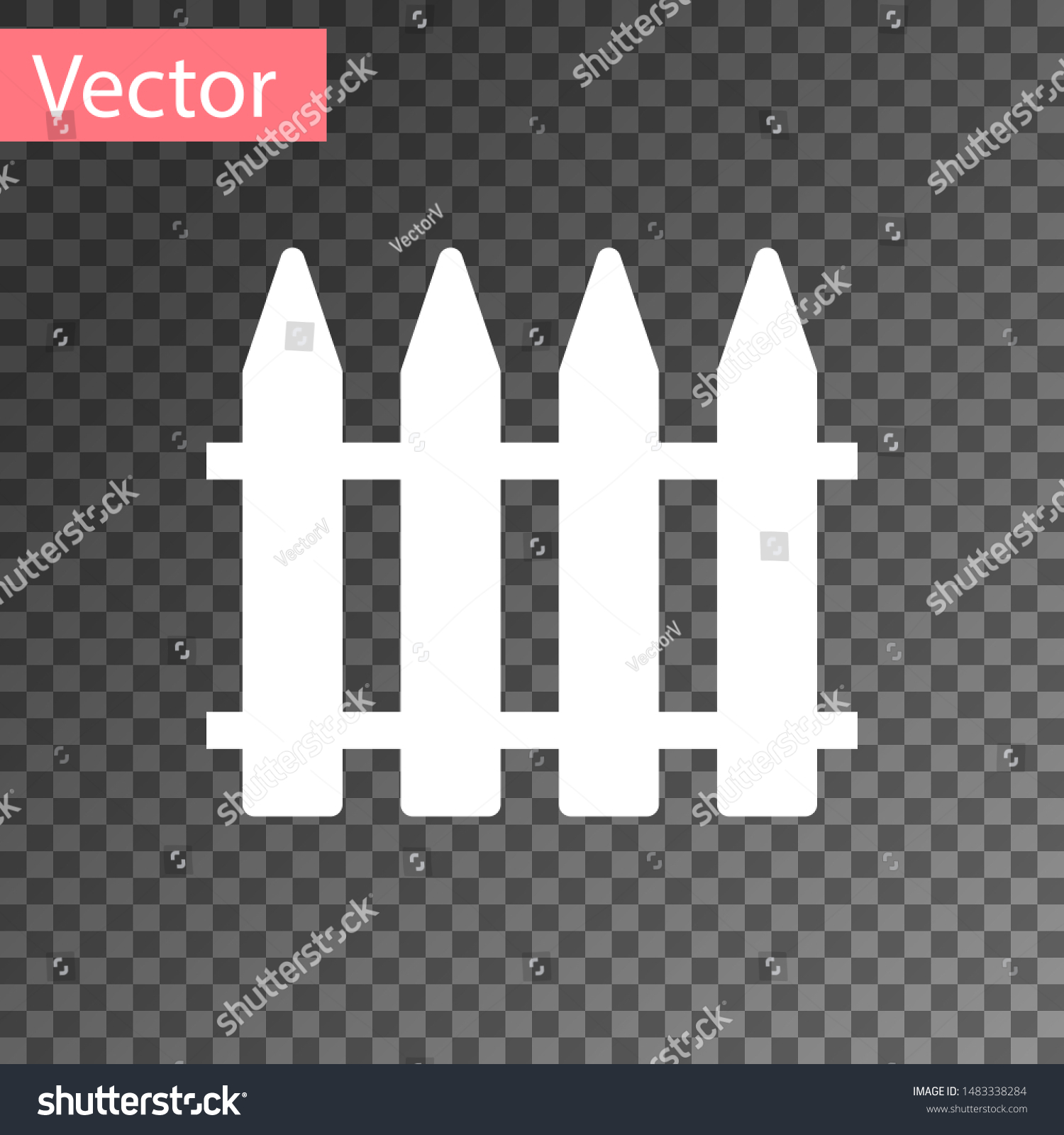 White Garden Fence Wooden Icon Isolated Stock Vector Royalty Free 1483338284