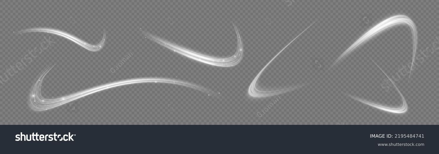 SVG of White glowing shiny lines effect vector background. Luminous white lines of speed. Light glowing effect. Light trail wave, fire path trace line and incandescence curve twirl. svg
