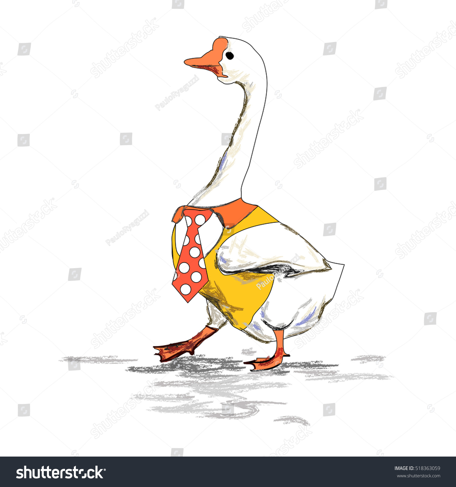 White Goose On White Background Stock Vector (Royalty Free) 518363059