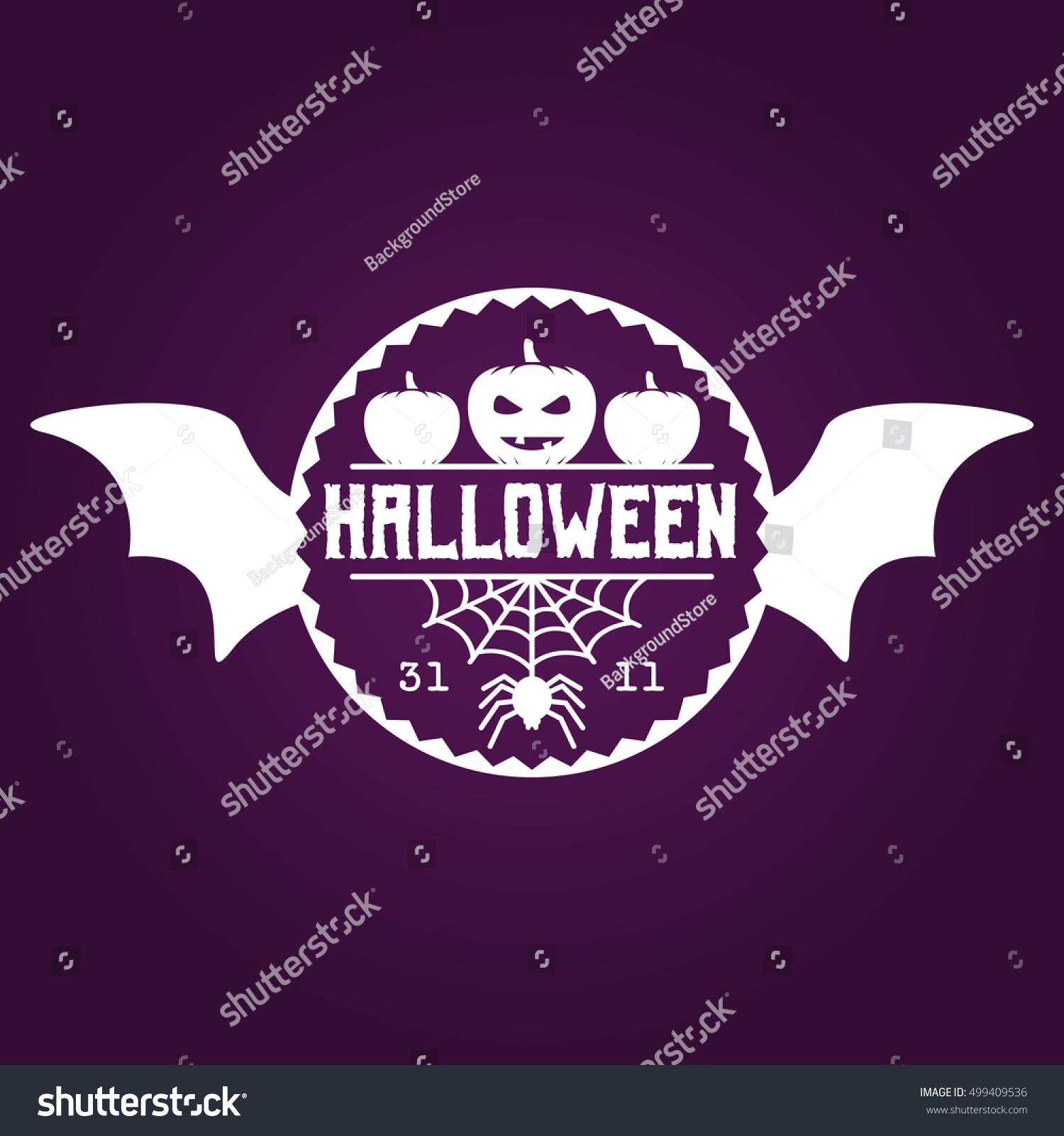 White Halloween Retro Vector Badge Logo Stock Vector (Royalty Free ...