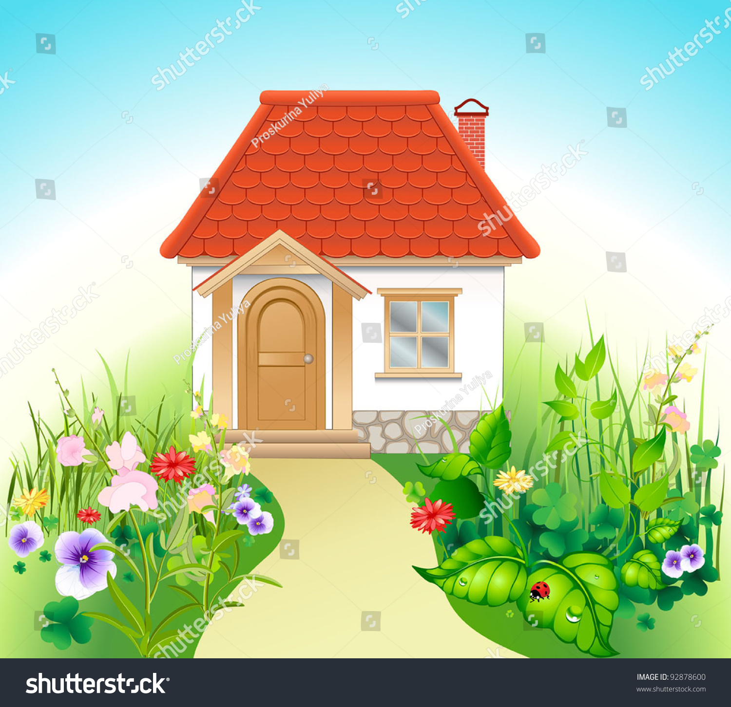 clipart of house with garden - photo #4