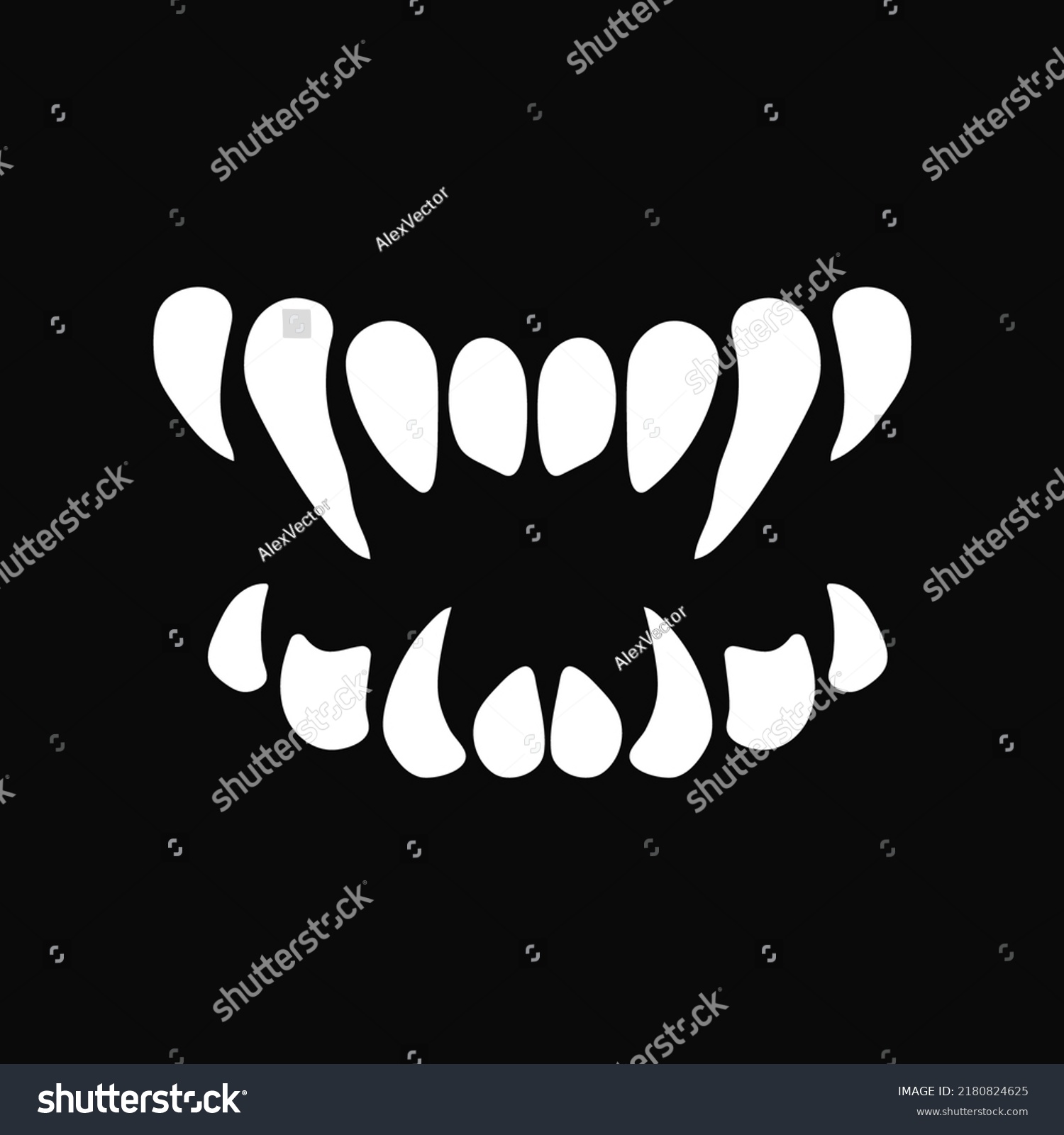 White Jaw Monster Grin Creepy Creature Stock Vector (royalty Free 