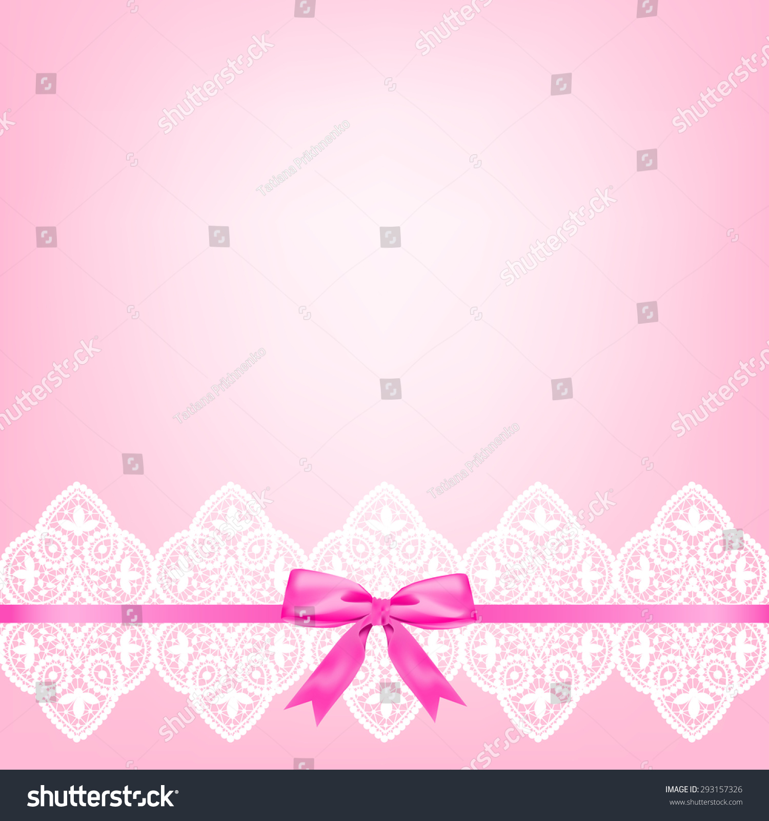 White Lace Border With A Bow On A Pink Background Stock Vector ...
