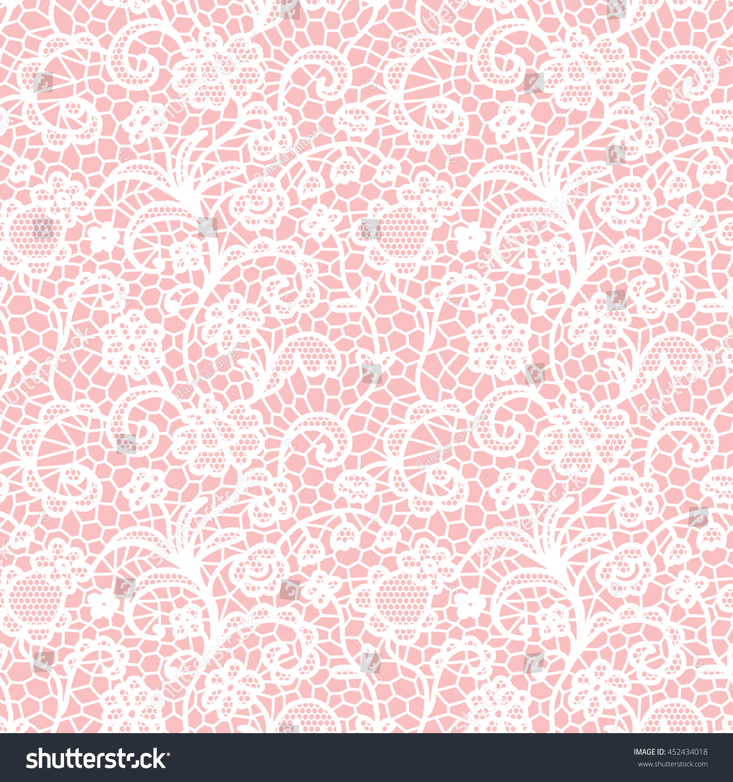 White Lace Seamless Pattern Flowers On Stock Vector 452434018 ...