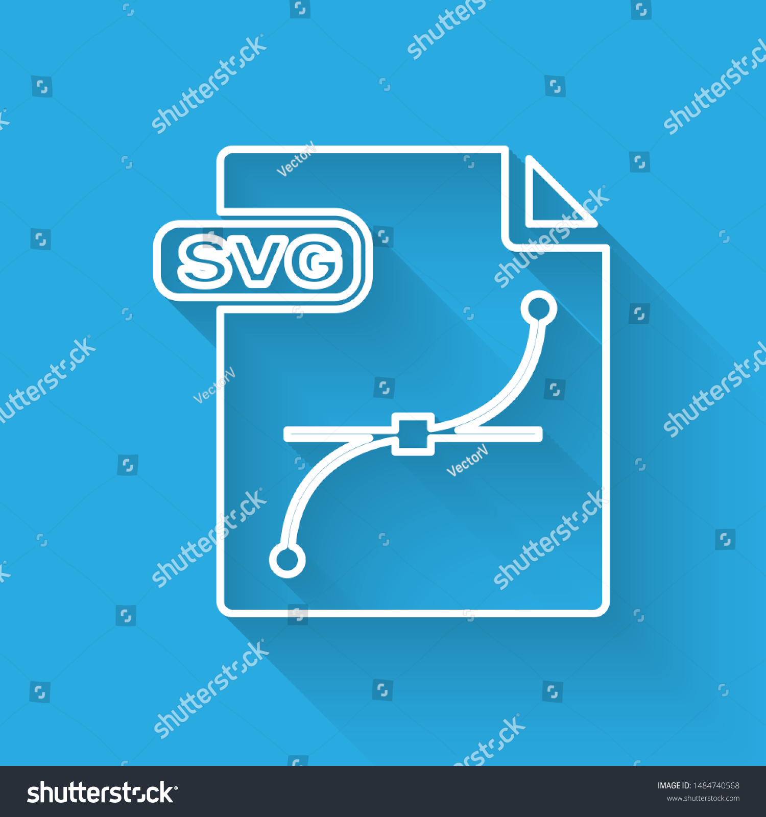 SVG of White line SVG file document. Download svg button icon isolated with long shadow. SVG file symbol.  Vector Illustration svg
