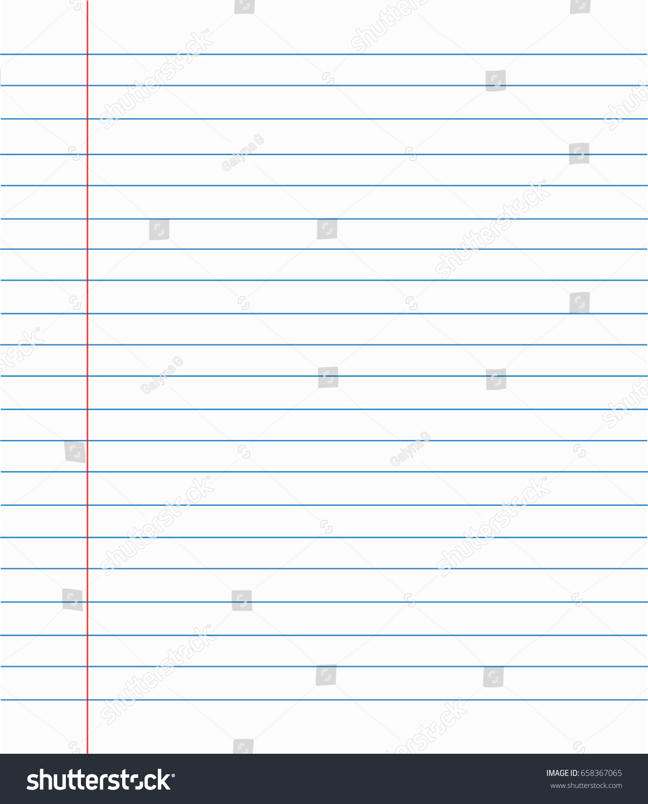 White Lined Paper Sheet Margin On Stock Vector 658367065 ...