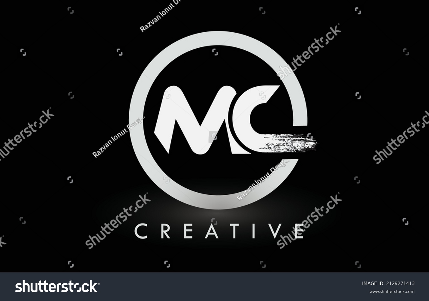 White Mc Brush Letter Logo Design Stock Vector (Royalty Free) 2129271413