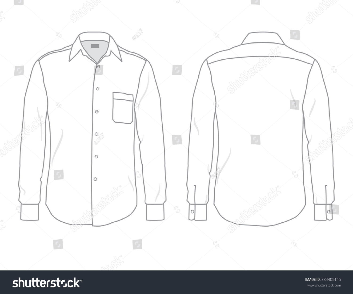 White Men'S Button Down Dress Shirt Template, Front And Back View Stock ...