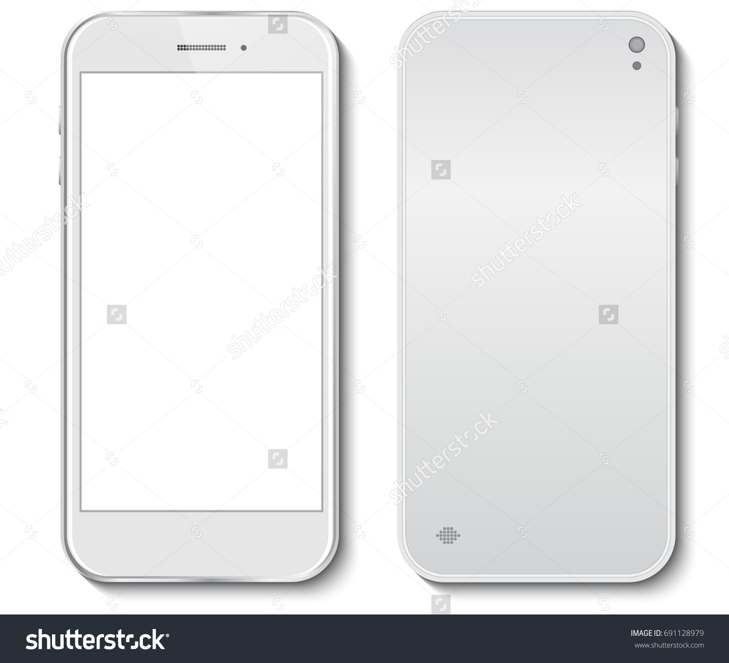 White Mobile Phone Front Back Side 스톡 벡터(사용료 없음) 691128979 - Shutterstock