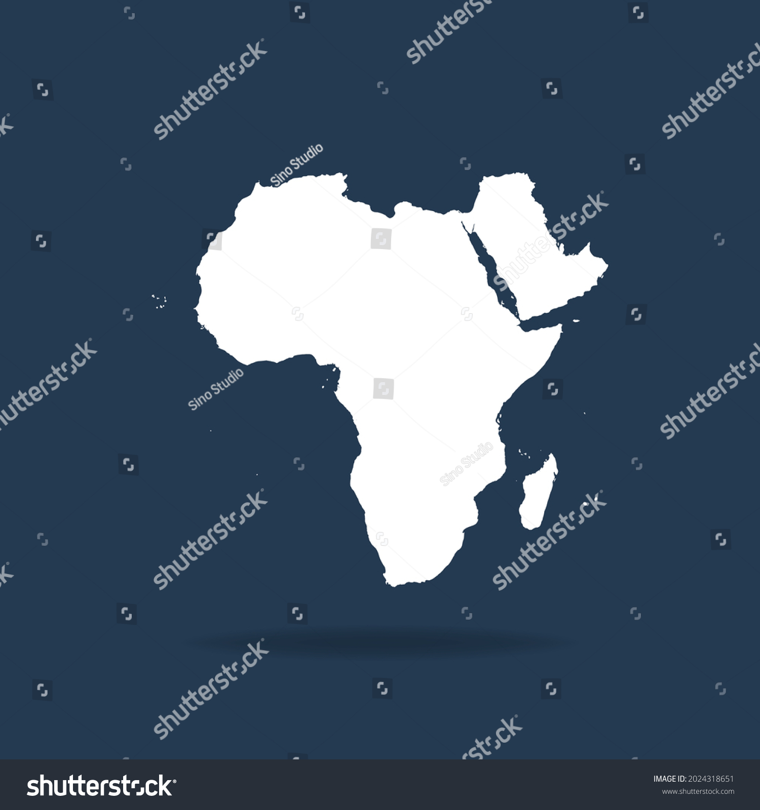 White Modern Map Africa Shadow Isolated Stock Vector (Royalty Free