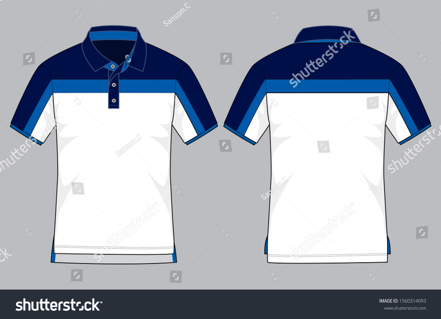 Whitenavyblue Short Sleeve Polo Shirt Short Stock Vector (Royalty Free ...