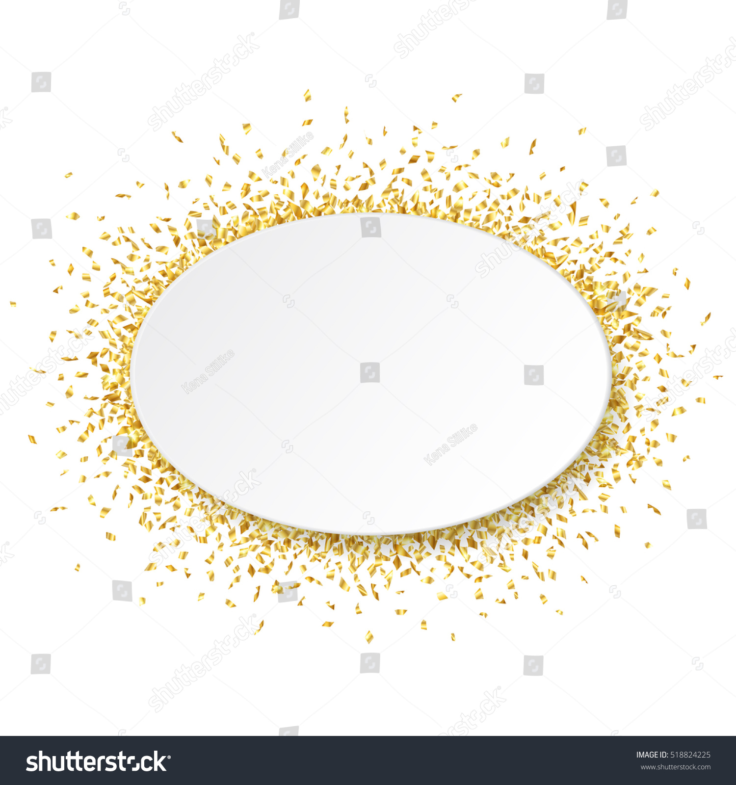 White Oval Paper Banner Shiny Golden Stock Vector 