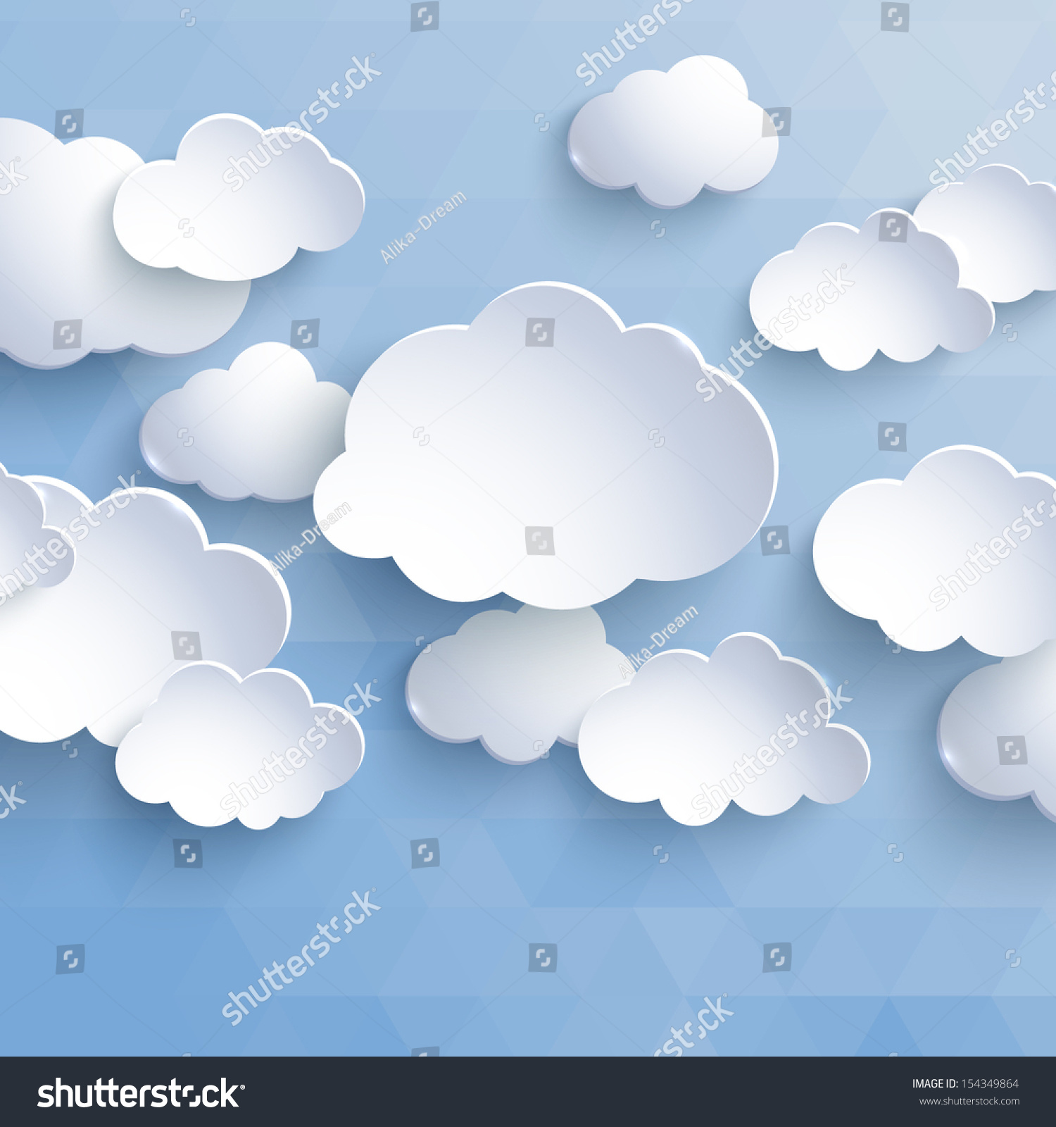 White Paper Clouds On Blue Background Stock Vector (Royalty Free