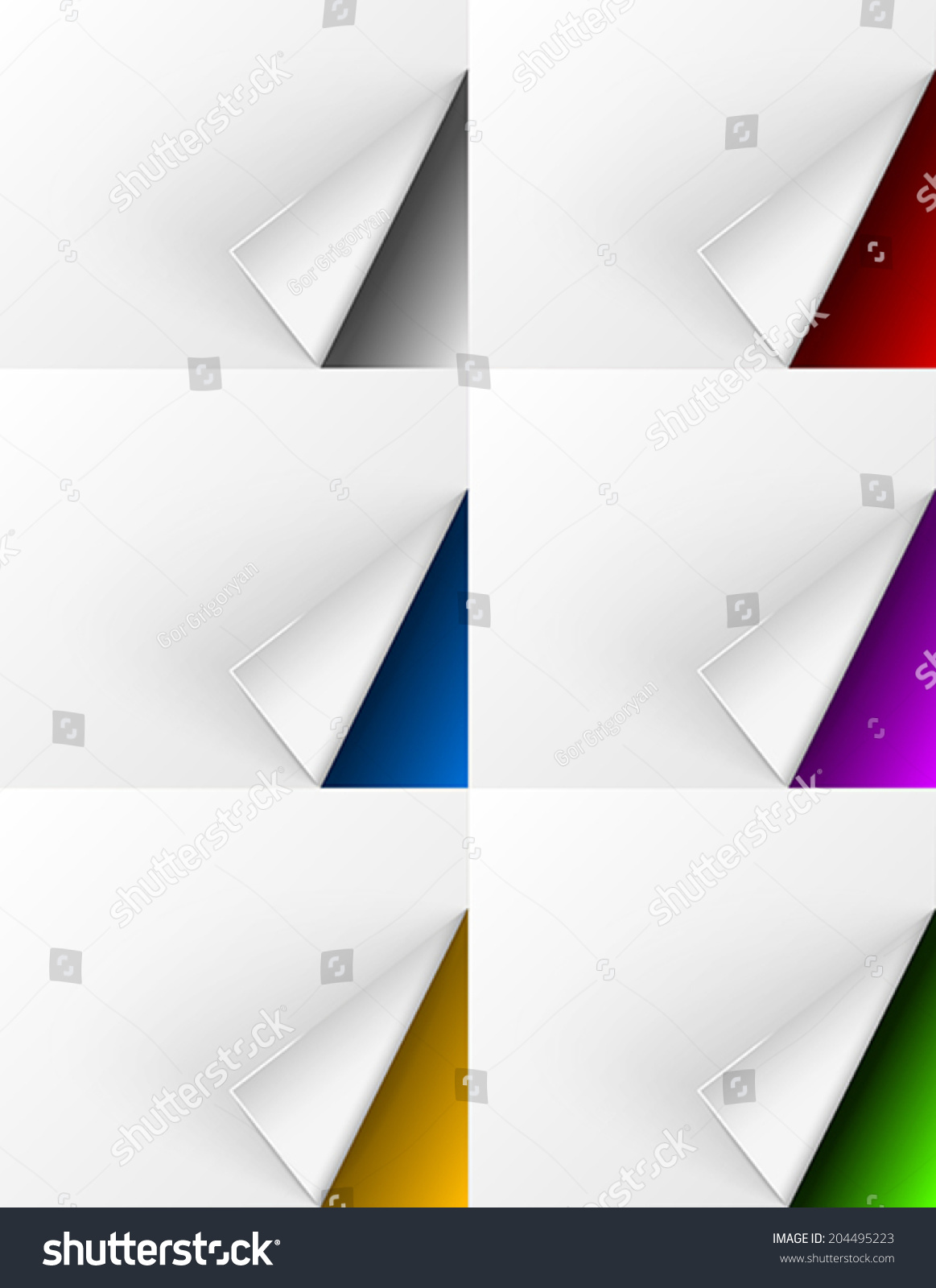 white paper curls on different colors stock vector royalty free