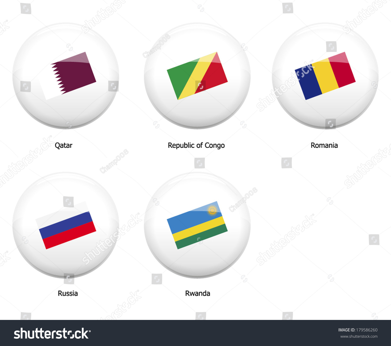 White Pin Badges Flag All Countries Stock Vector Royalty Free 179586260