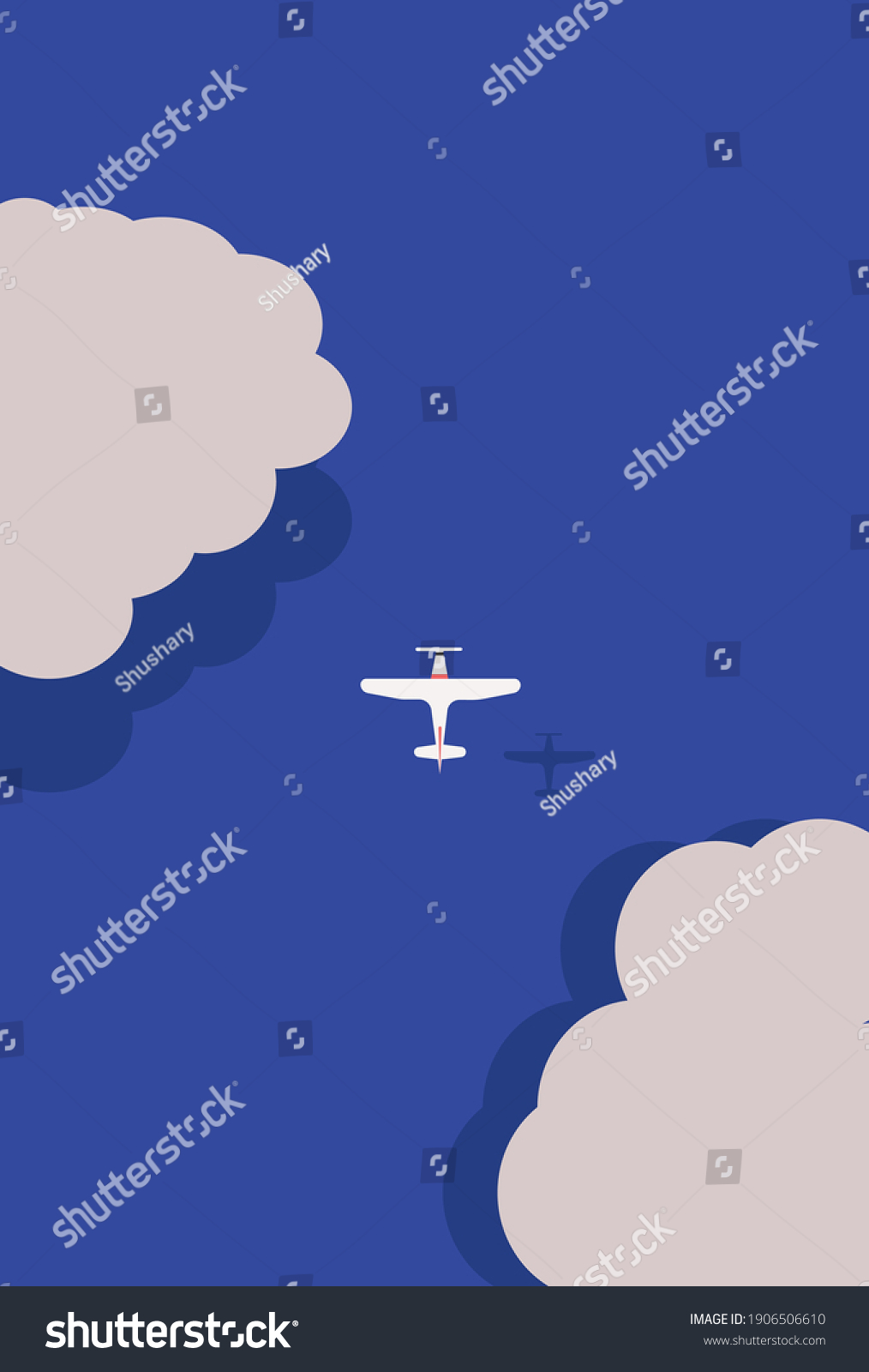 white-plane-flies-over-sea-surrounded-stock-vector-royalty-free-1906506610-shutterstock