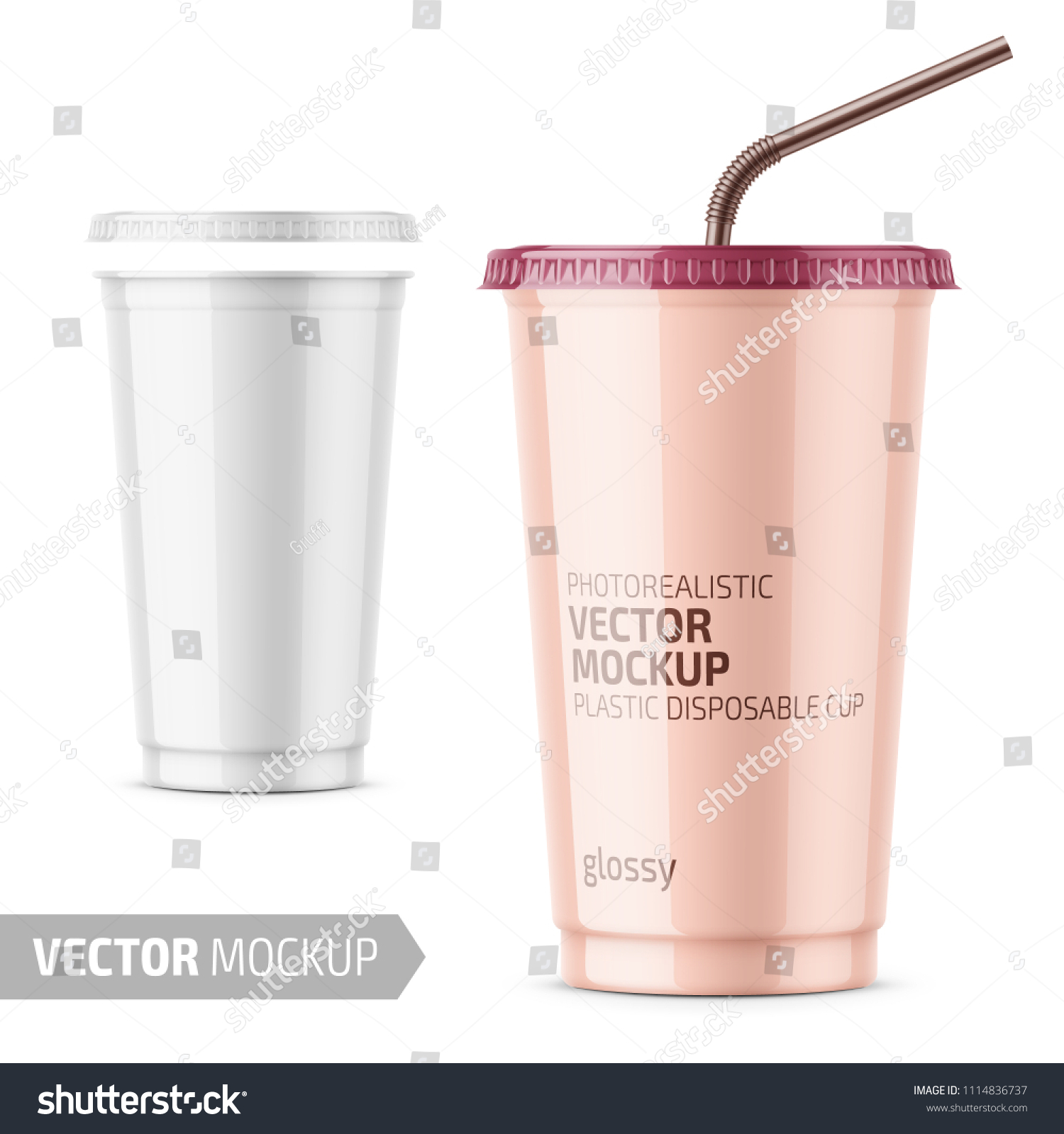 SVG of White plastic disposable cup with lid for cold beverage - soda, ice tea or coffee, cocktail, milkshake, juice. 450 ml. Realistic packaging mockup template. Vector illustration. svg