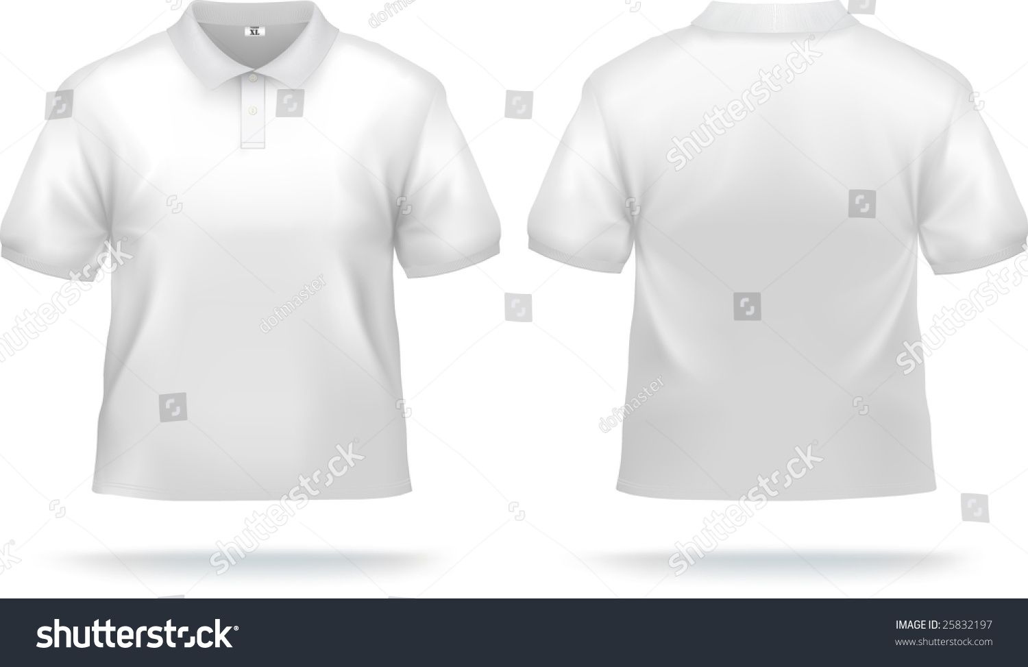 White Polo Shirt Design Template (Front & Back). Contains Gradient Mesh ...