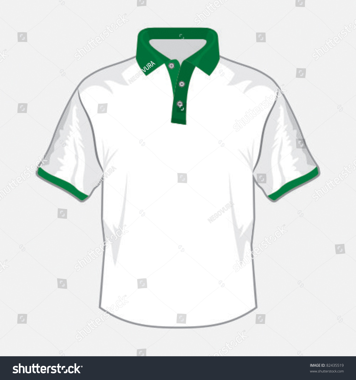 White Polo Shirt Design With Green Collar Stock Vector Illustration ...