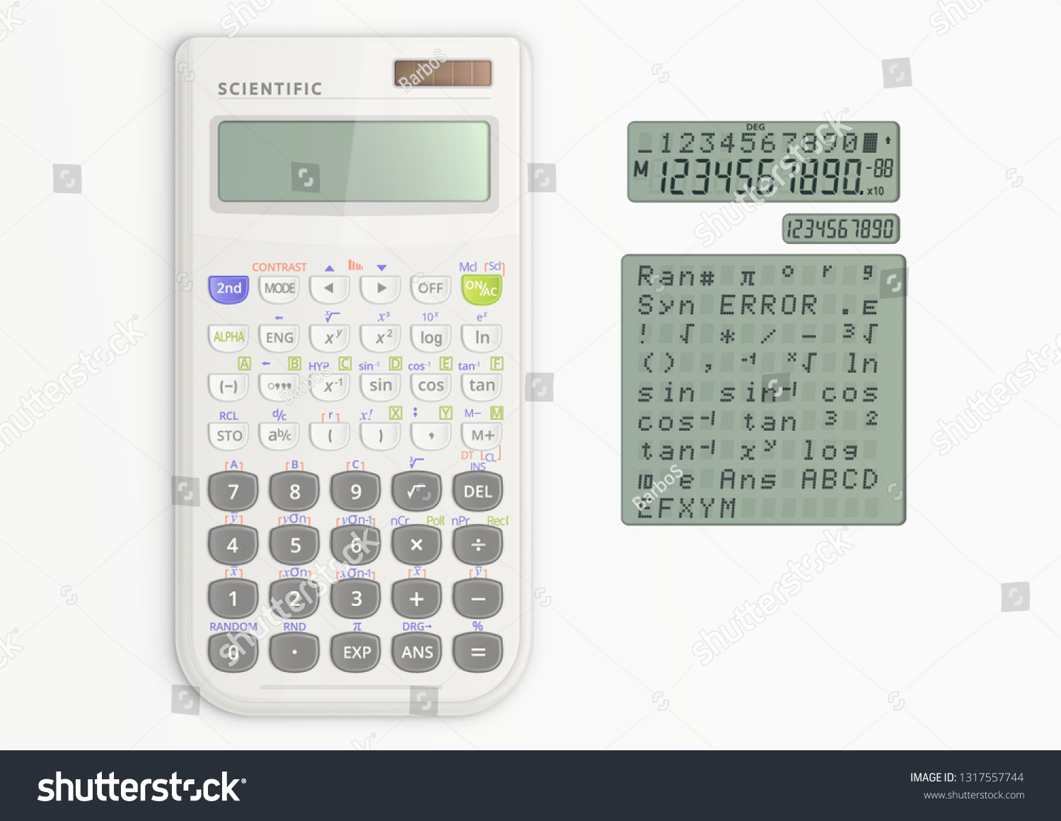 White Scientific Calculator Solar Cell Calculator Stock Vector (Royalty ...