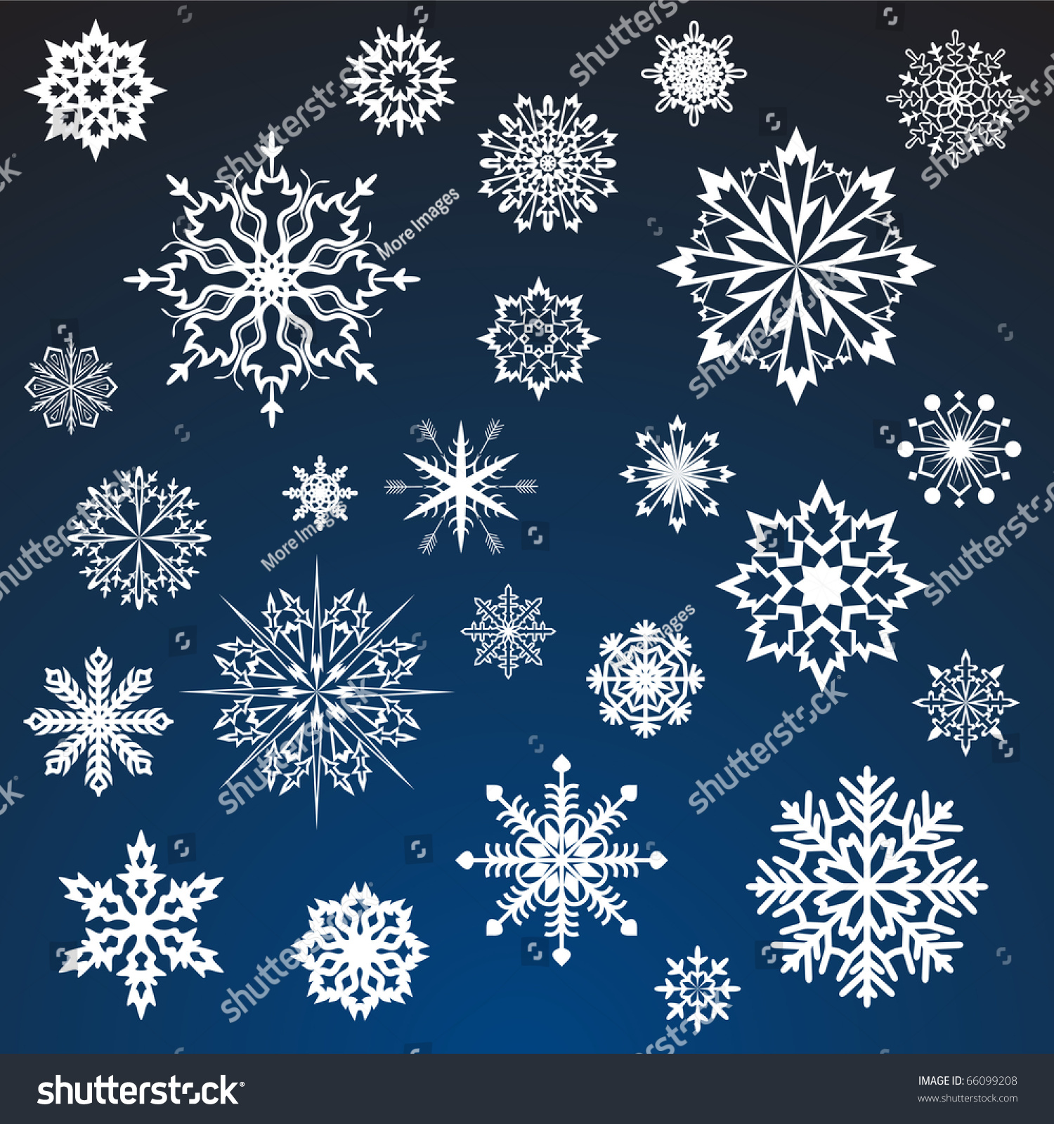 White Snowflakes Vector Set Isolated On Stock Vector 66099208 ...