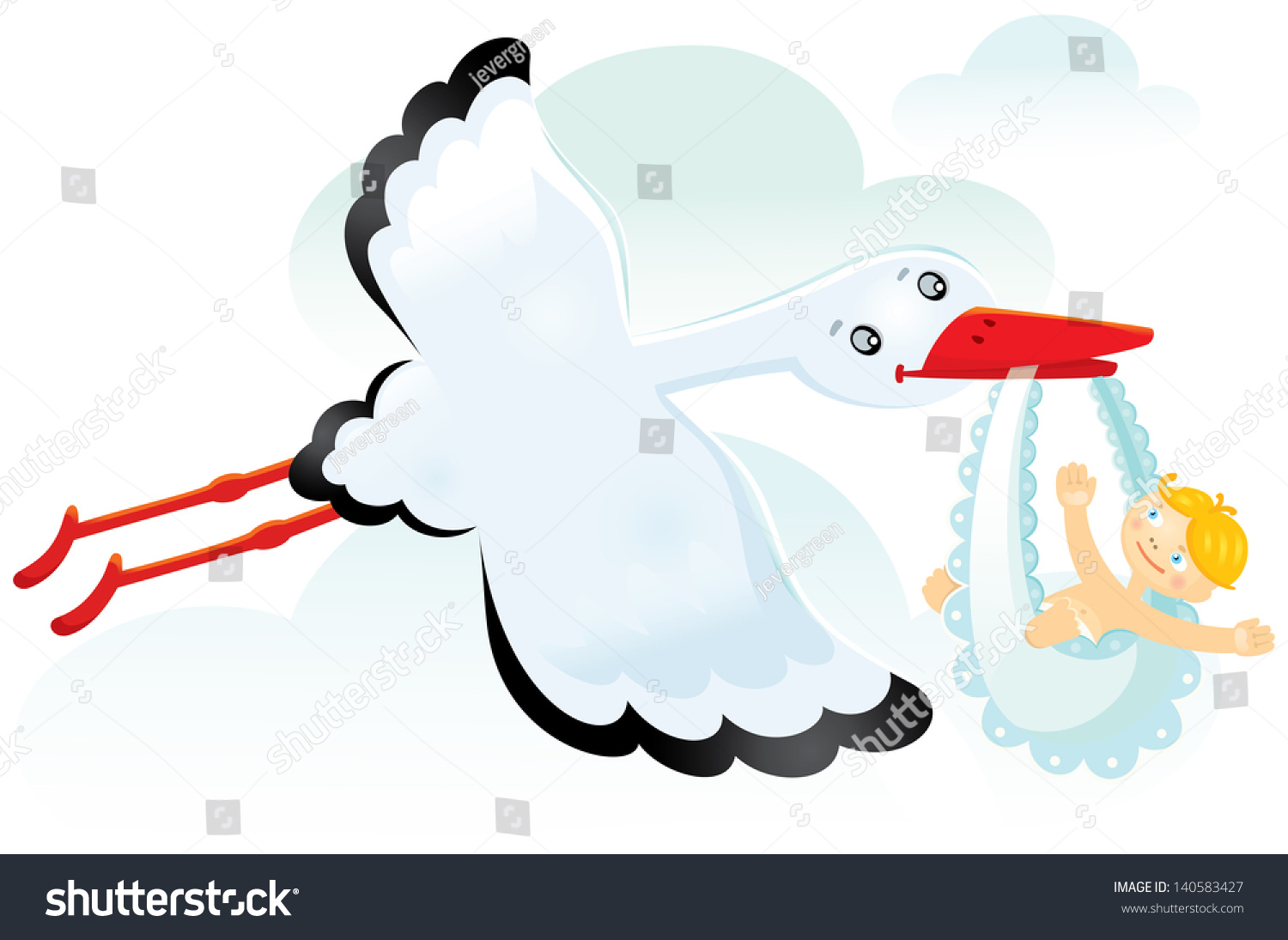 Plane Clouds Childrens Toy Sky Clouds Stock Illustration