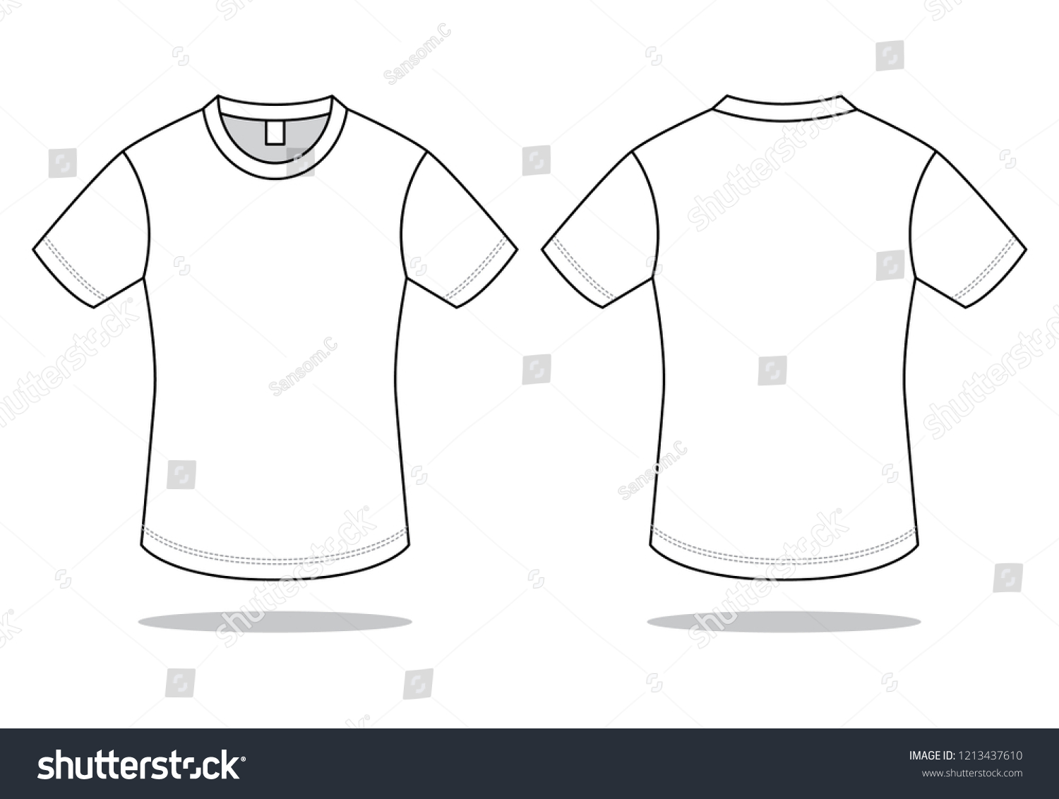 White Tshirt Vector Template Front Back Stock Vector (Royalty Free ...