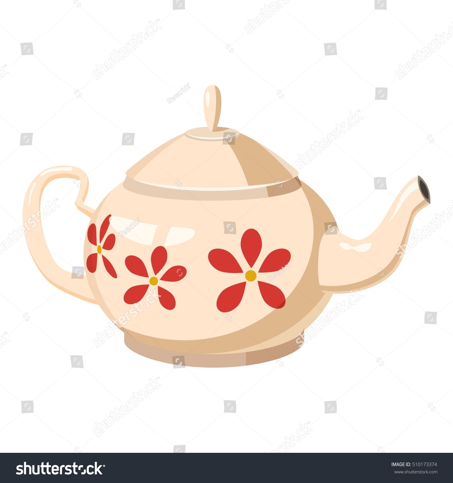 White Teapot Red Flowers Icon Cartoon Stock Vector 510173374  Shutterstock