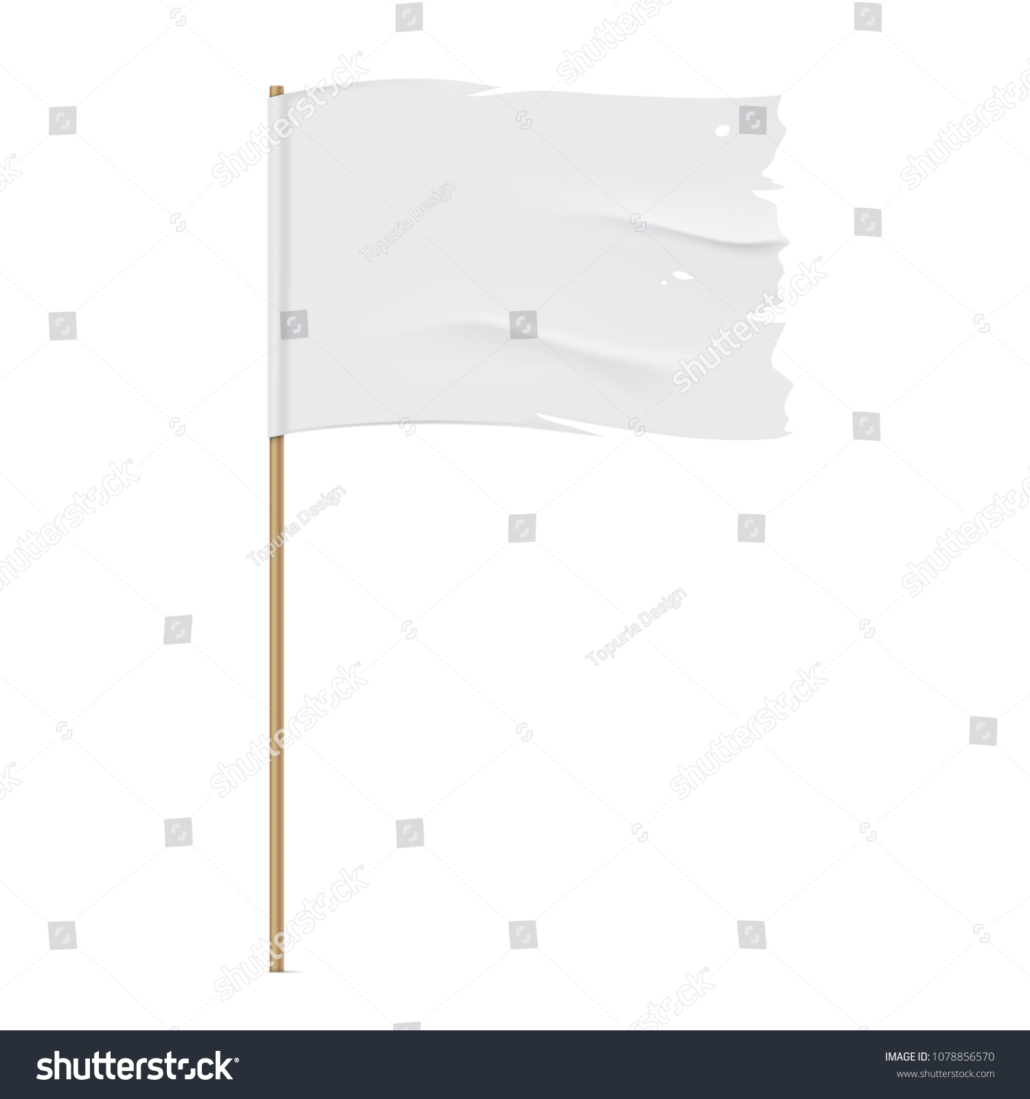 SVG of White torn flag. Waving fabric flag, isolated on background. Tattered vector flag design. svg