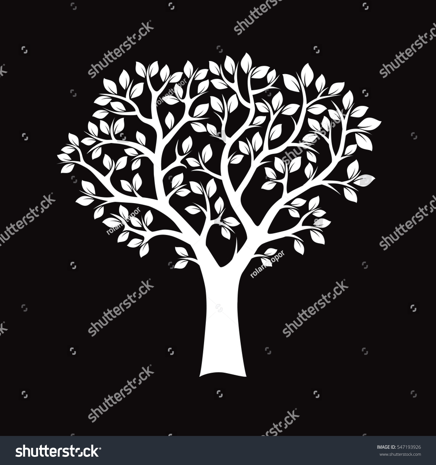 White Tree On Black Background Vector Stock Vector (Royalty Free