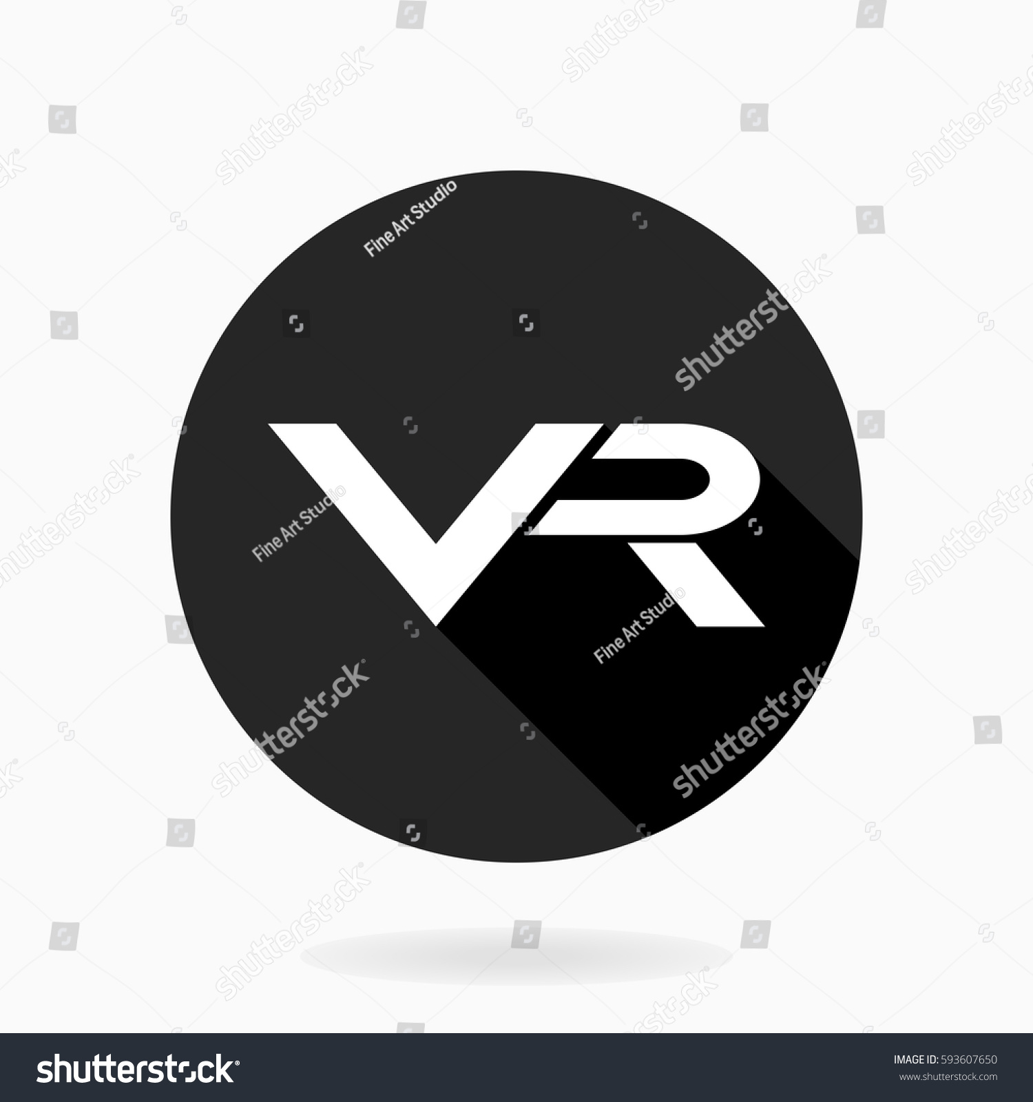 White Vector Icon Vr Logo Black Stock Vector Royalty Free 593607650